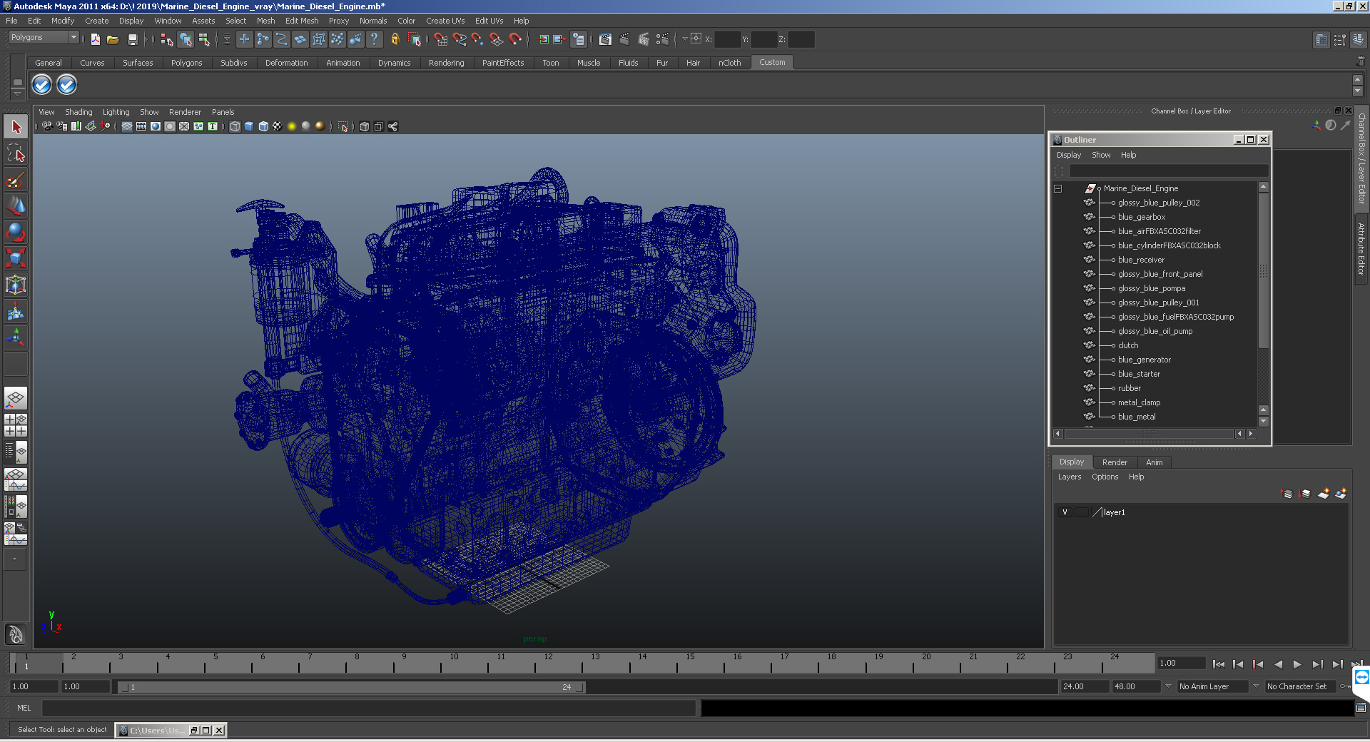 Nanni Diesel 4 Cylinder Marine Engine 3D