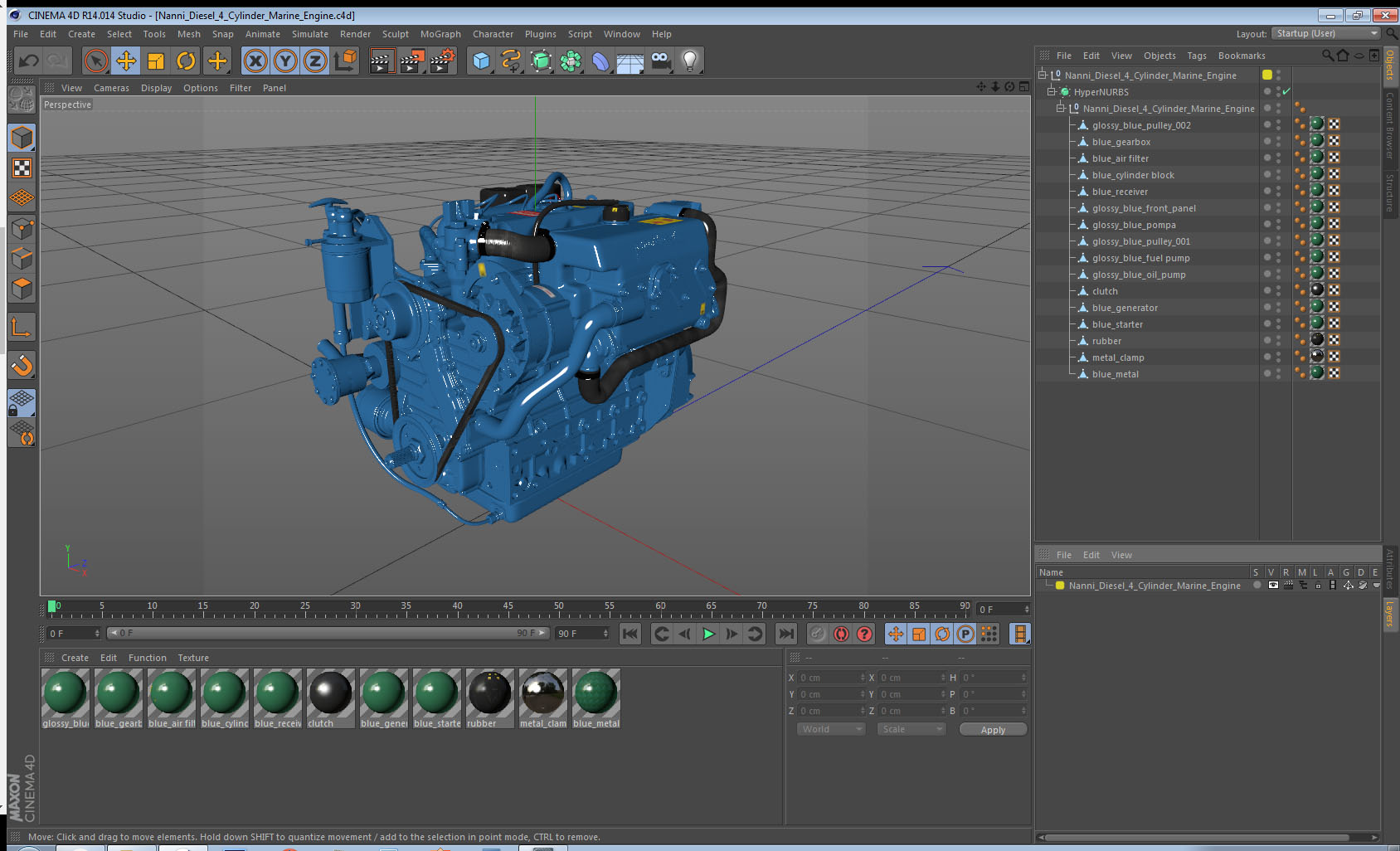Nanni Diesel 4 Cylinder Marine Engine 3D