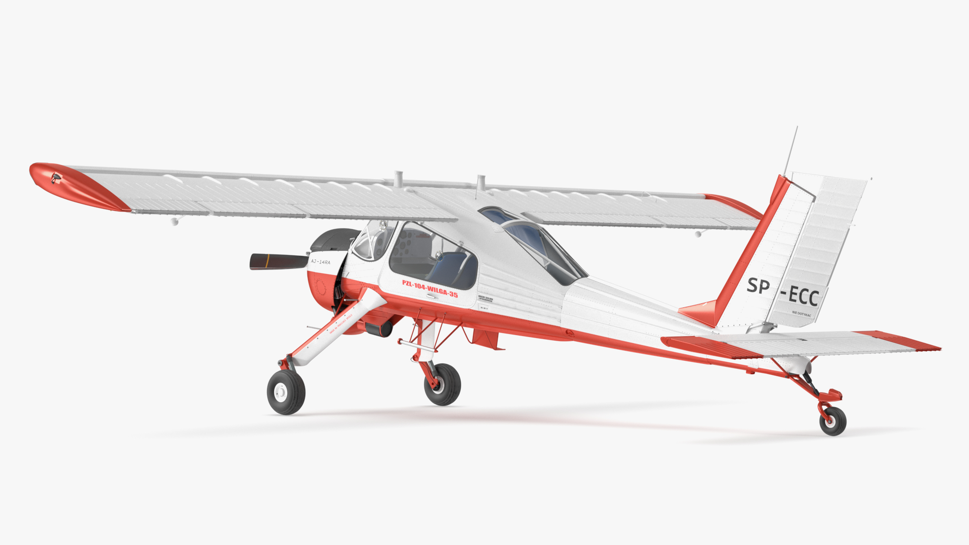 PZL 104 Wilga Airplane White Simple Interior 3D model