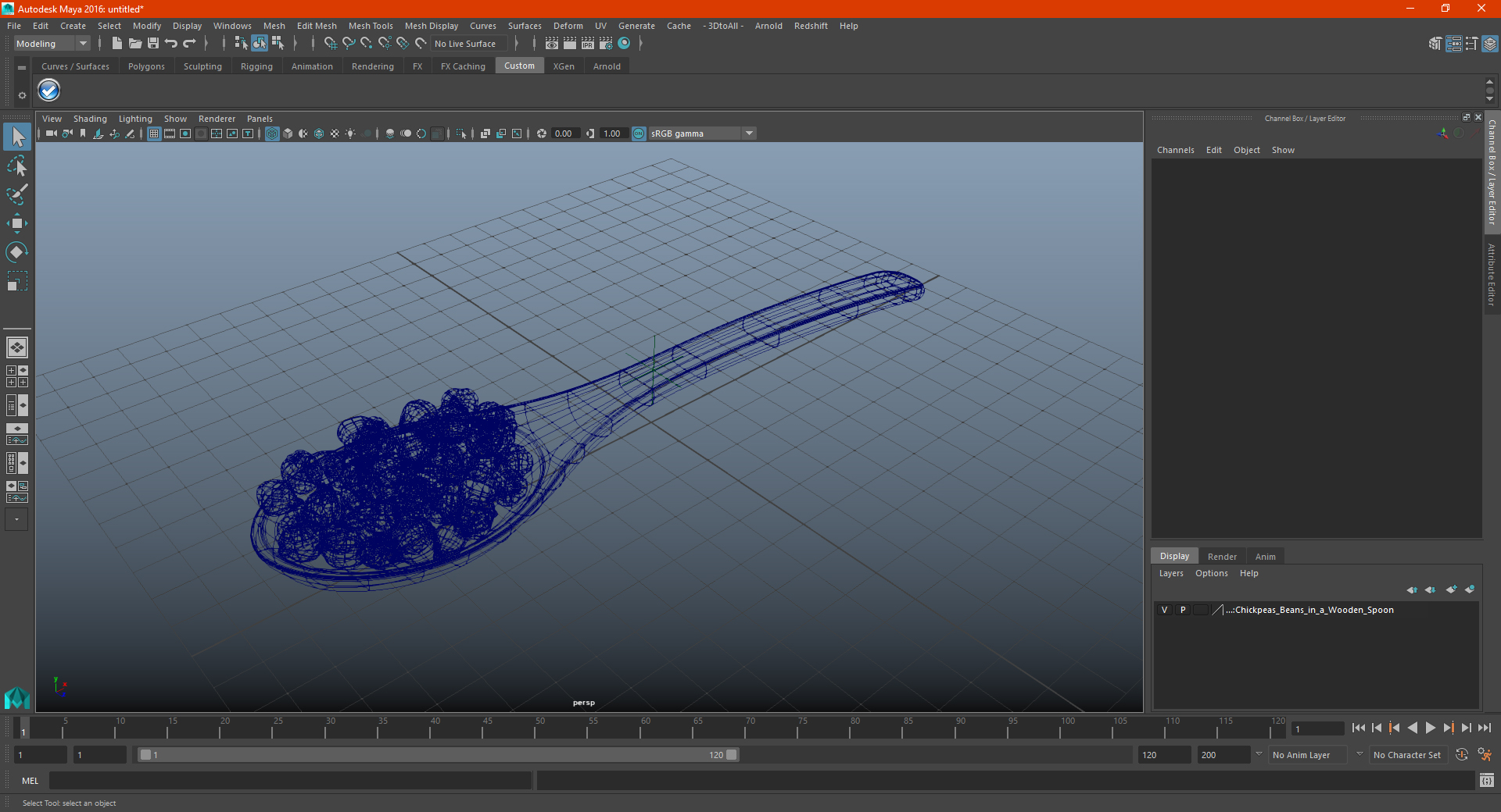 3D Chickpeas Beans in a Wooden Spoon model