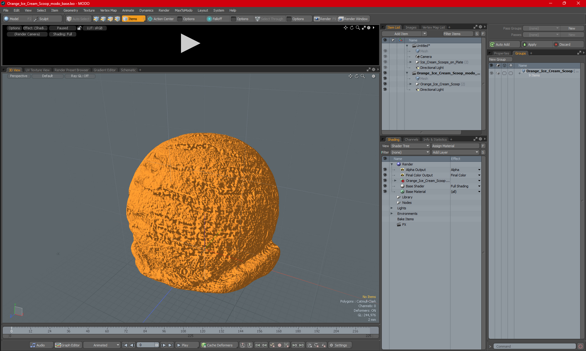 Orange Ice Cream Scoop 3D