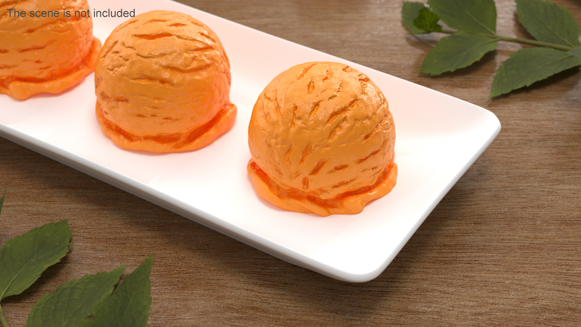 Orange Ice Cream Scoop 3D