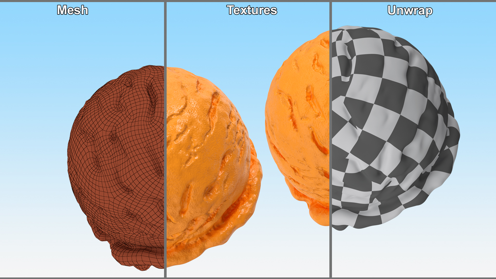 Orange Ice Cream Scoop 3D