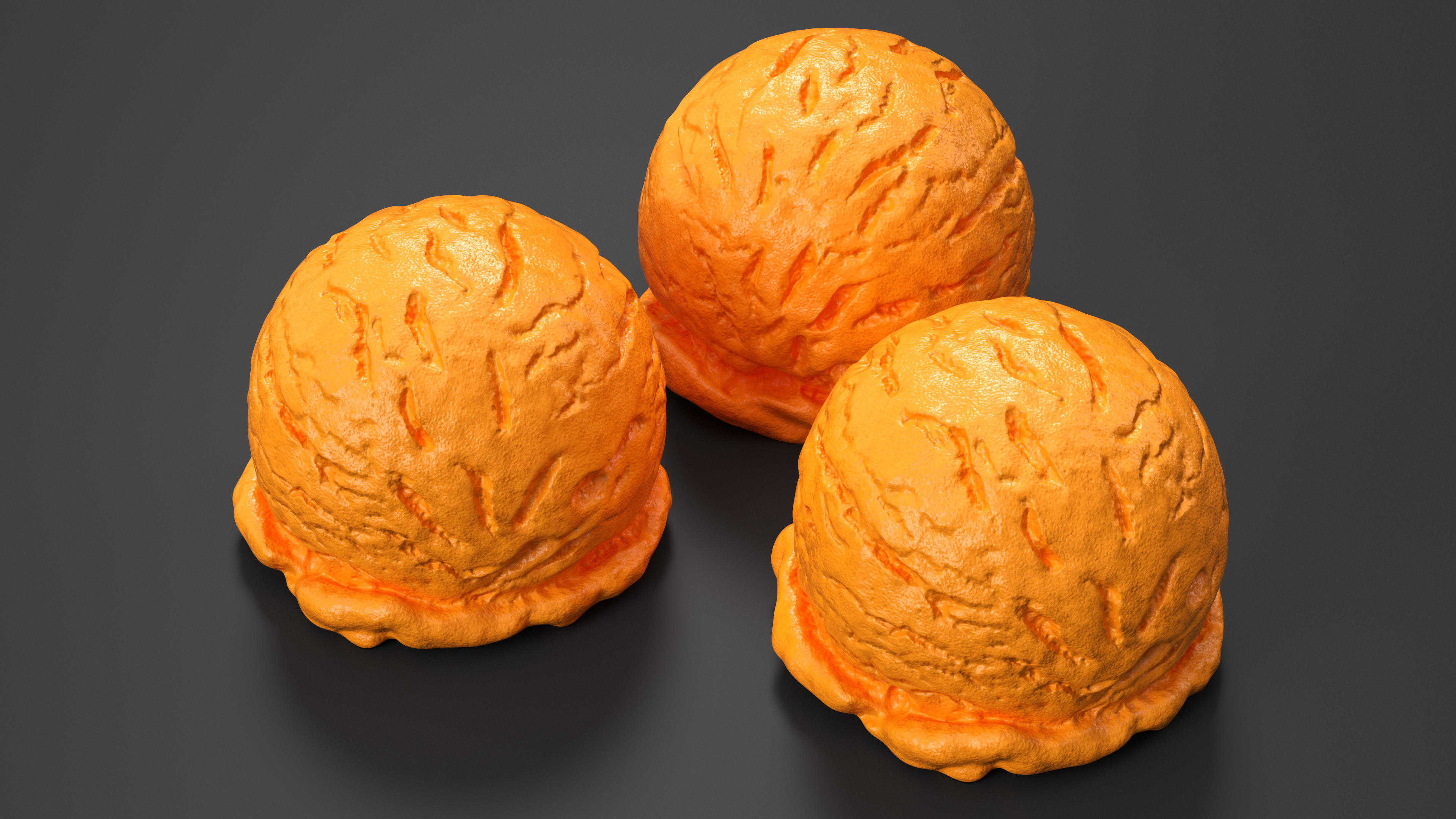 Orange Ice Cream Scoop 3D