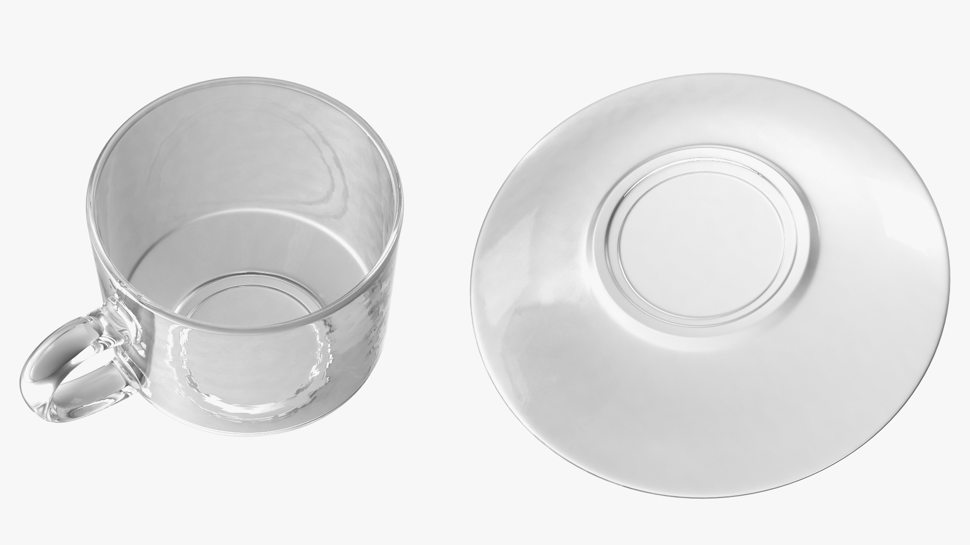 3D Clear Glass Teacup Empty Set model