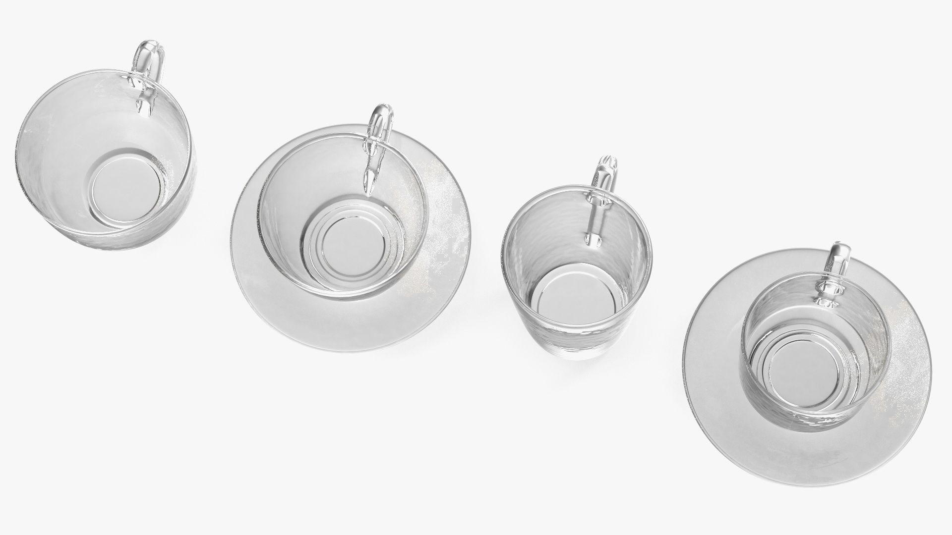3D Clear Glass Teacup Empty Set model