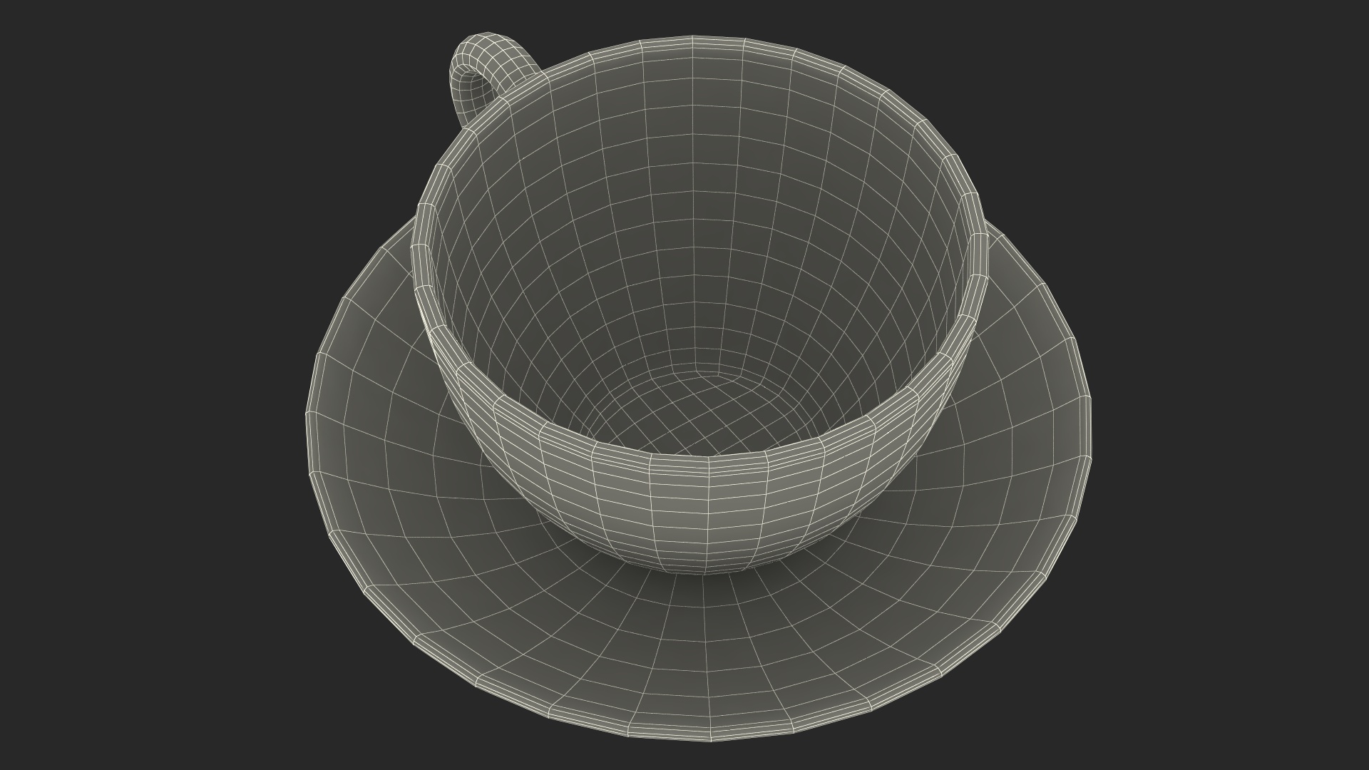 3D Clear Glass Teacup Empty Set model