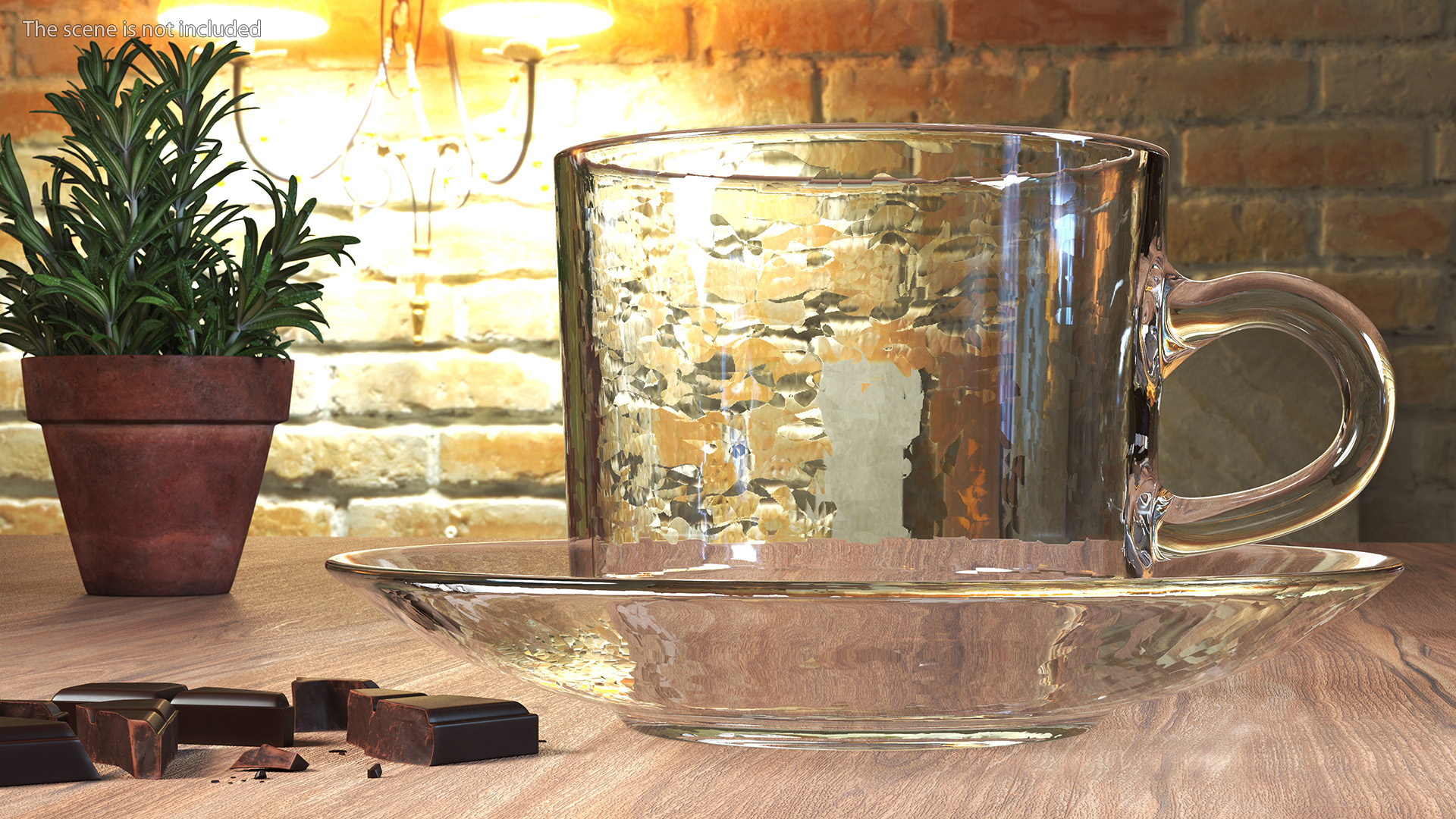 3D Clear Glass Teacup Empty Set model