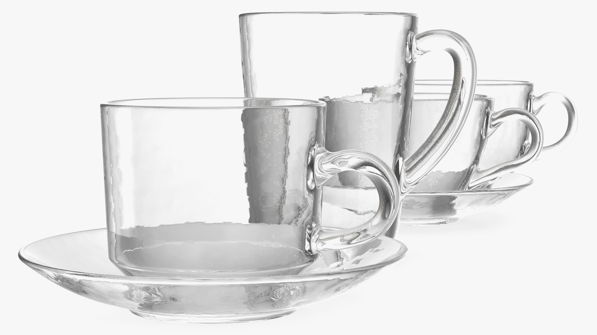 3D Clear Glass Teacup Empty Set model
