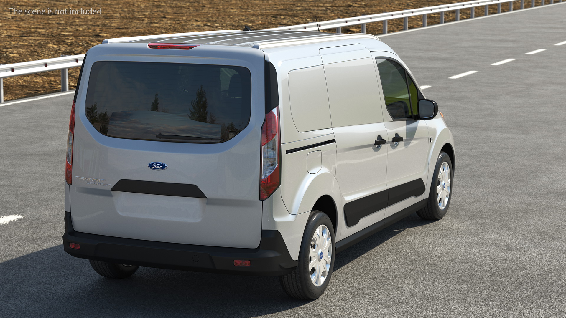 3D Ford Transit Connect Tailgate Silver Rigged model