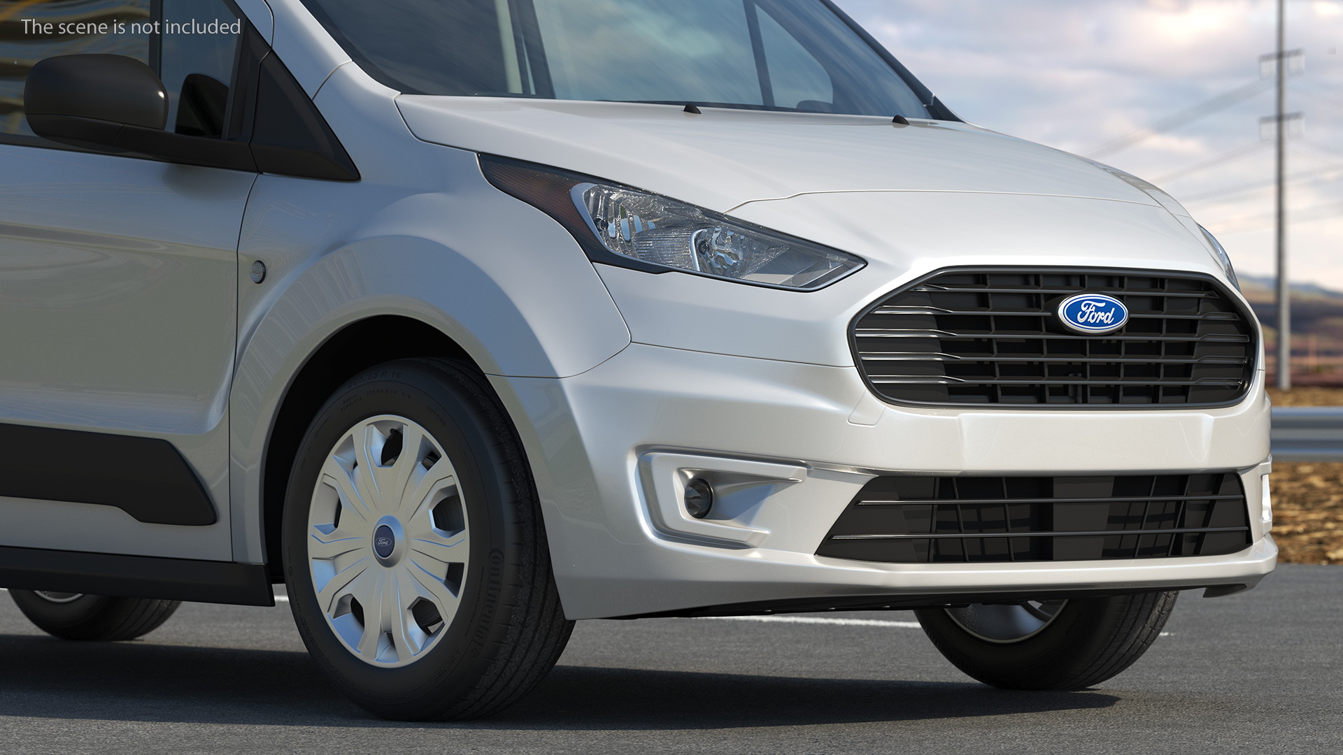 3D Ford Transit Connect Tailgate Silver Rigged model