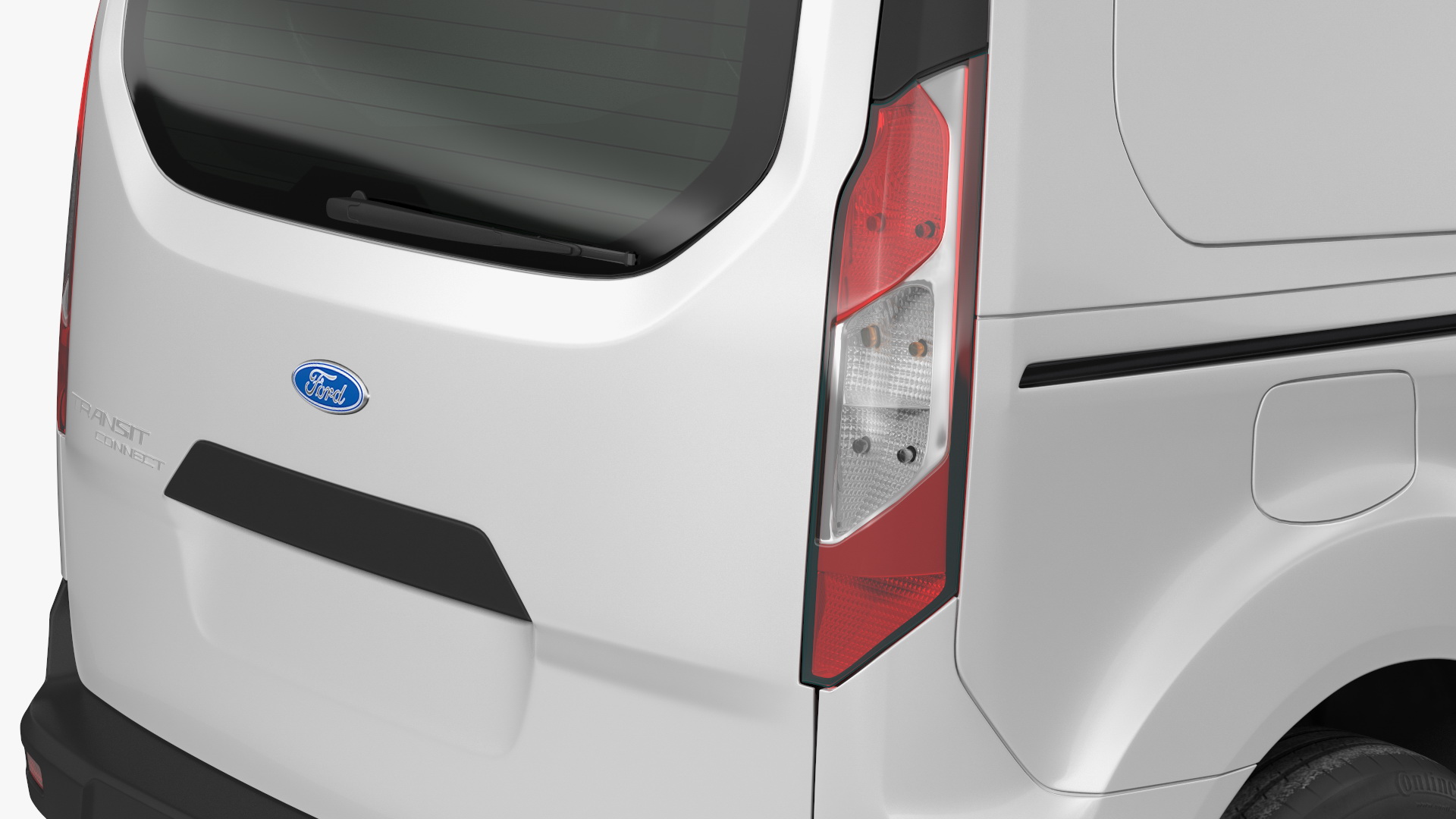 3D Ford Transit Connect Tailgate Silver Rigged model
