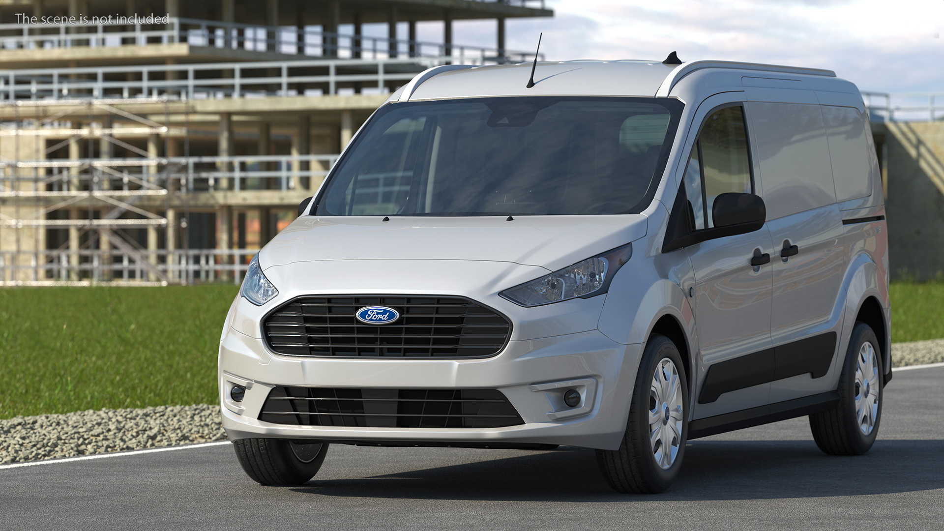 3D Ford Transit Connect Tailgate Silver Rigged model