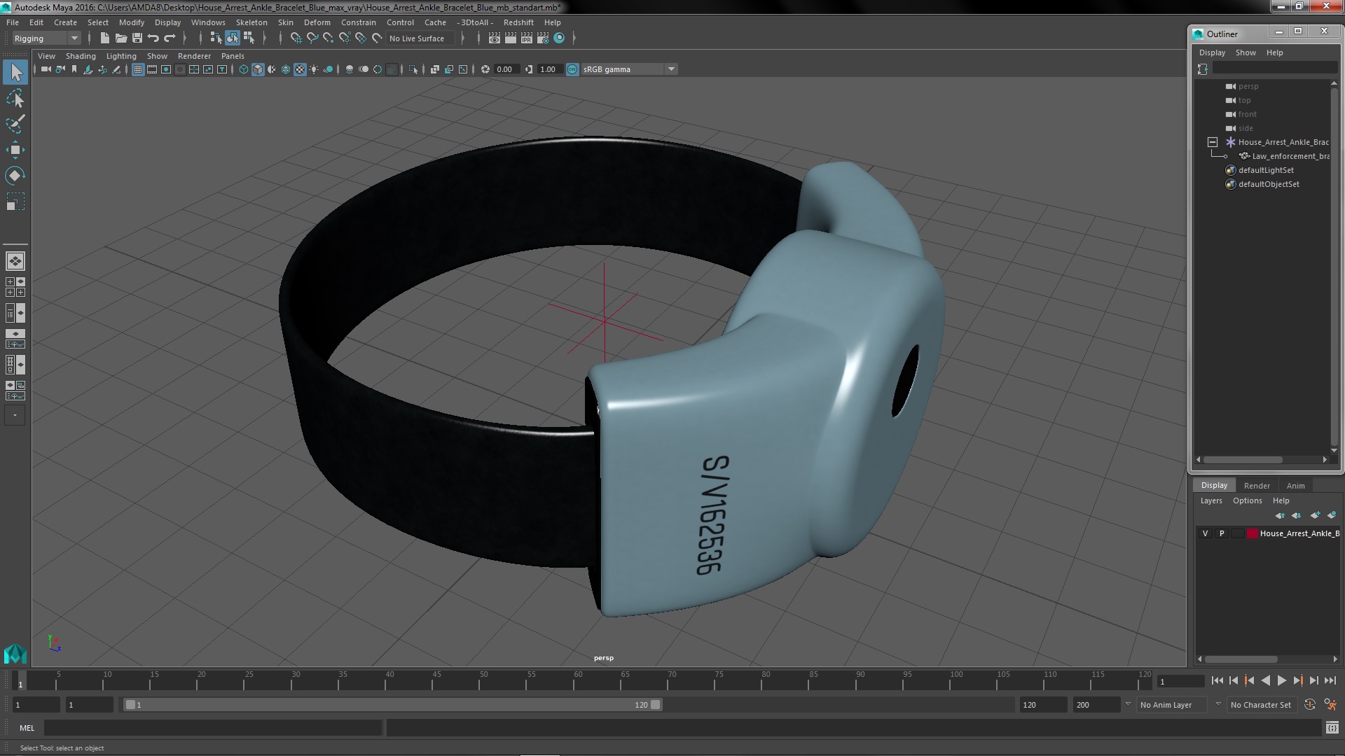 House Arrest Ankle Bracelet Blue 3D