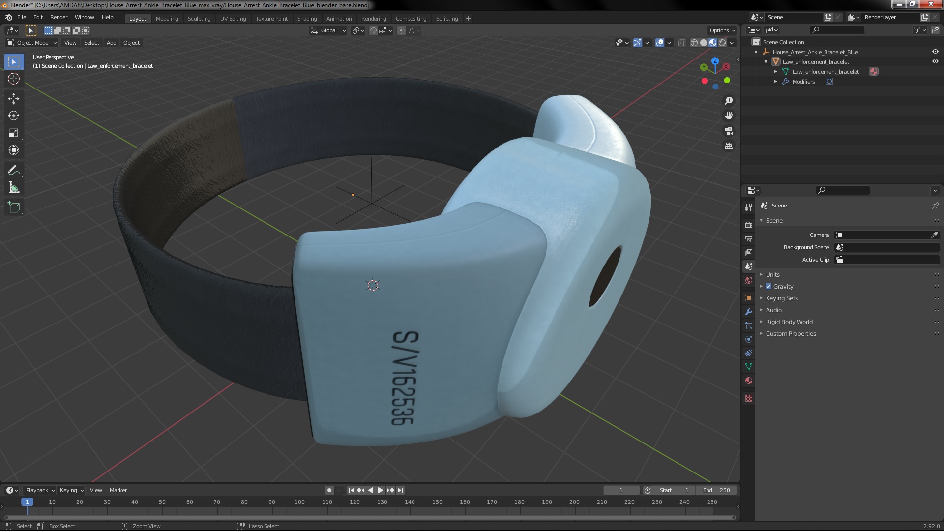House Arrest Ankle Bracelet Blue 3D