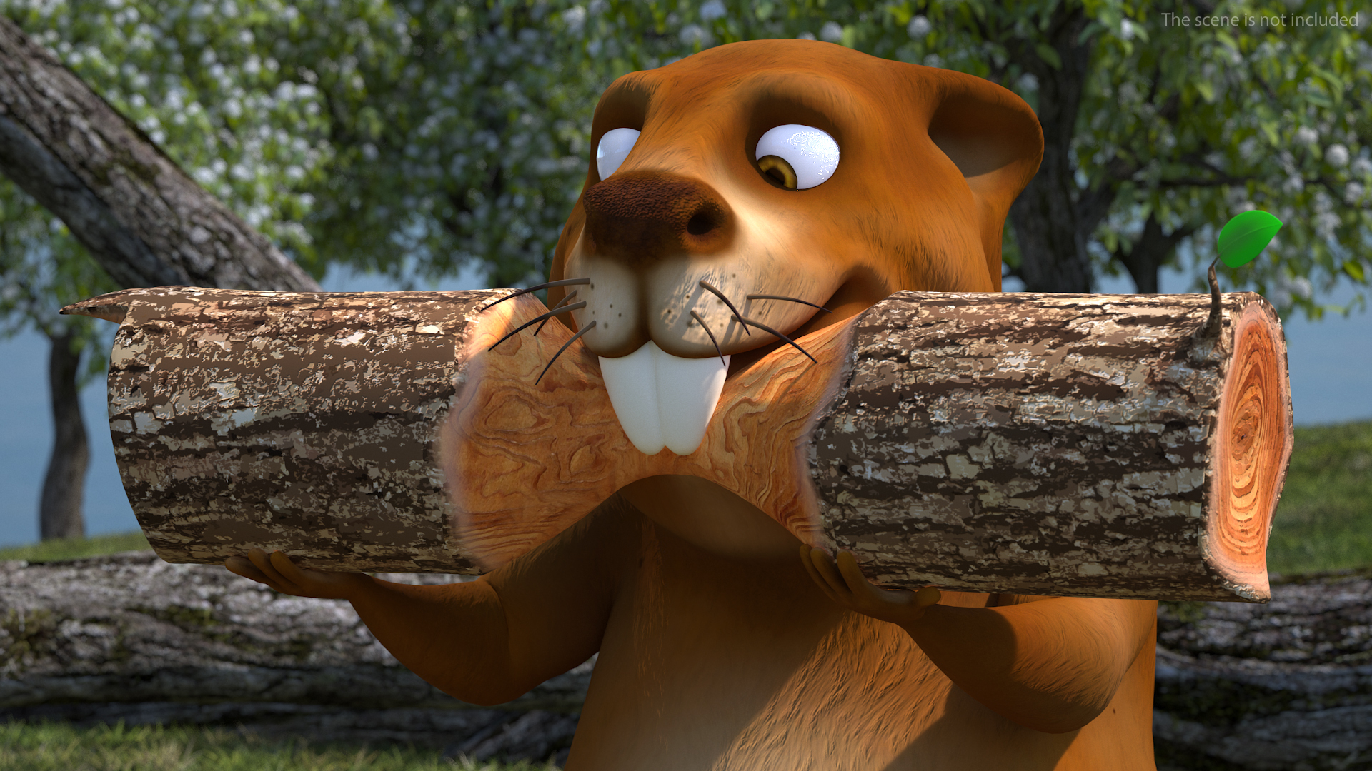 3D Cartoon Gnawed Log model