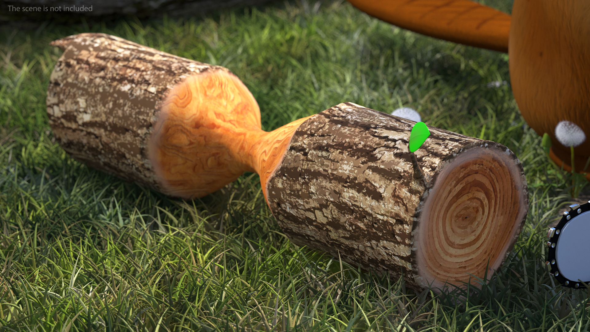 3D Cartoon Gnawed Log model