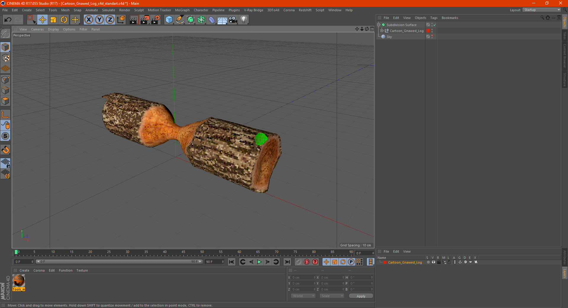 3D Cartoon Gnawed Log model