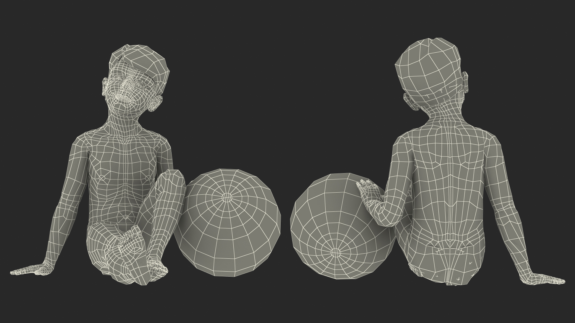 Sitting Child Boy Beach Style 3D model