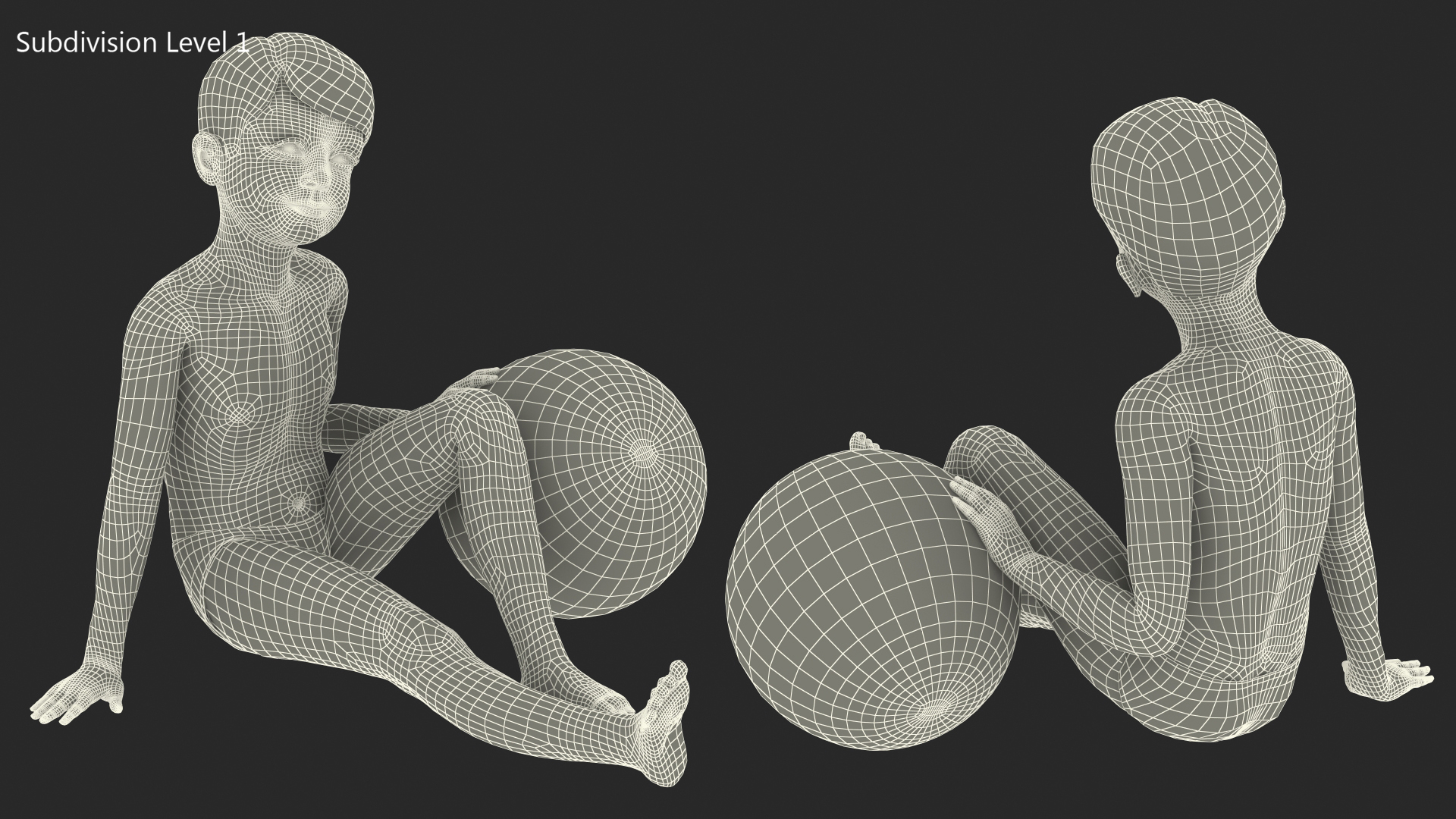 Sitting Child Boy Beach Style 3D model