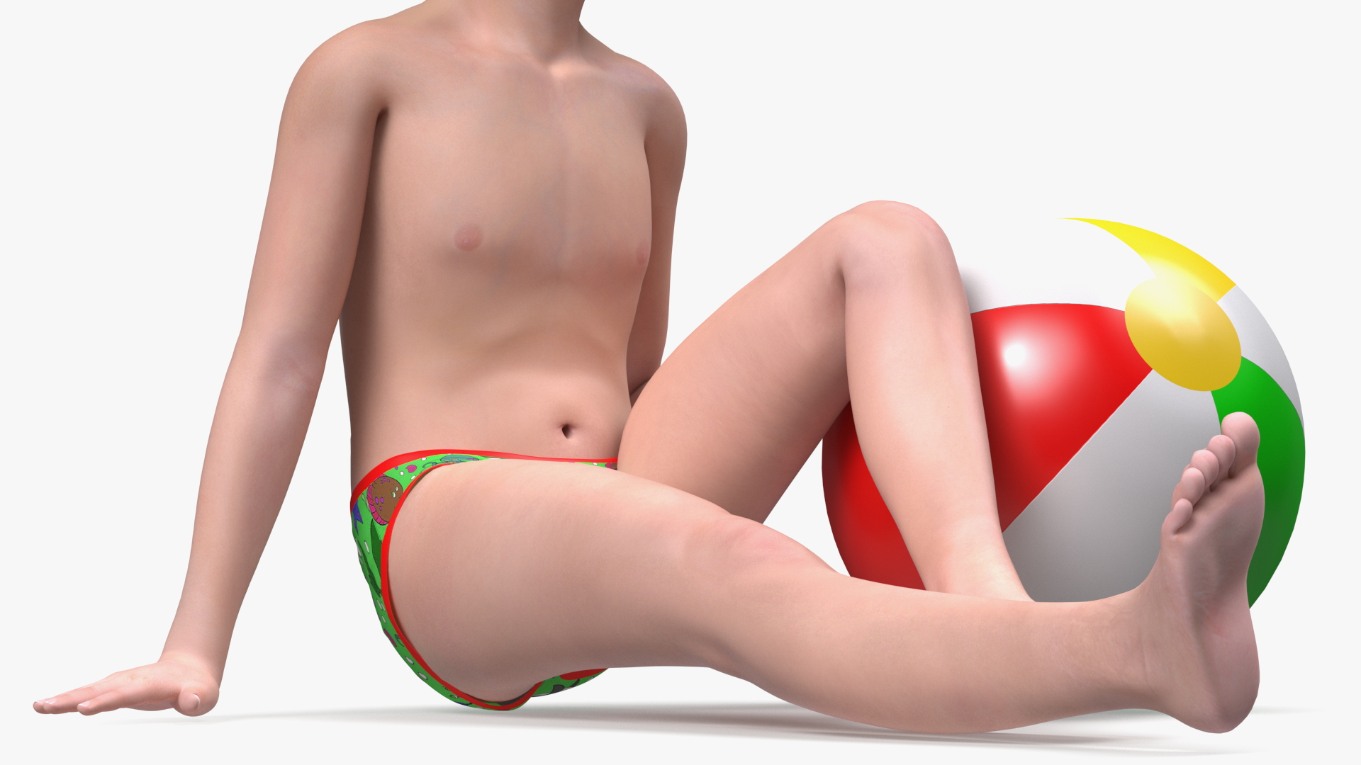 Sitting Child Boy Beach Style 3D model