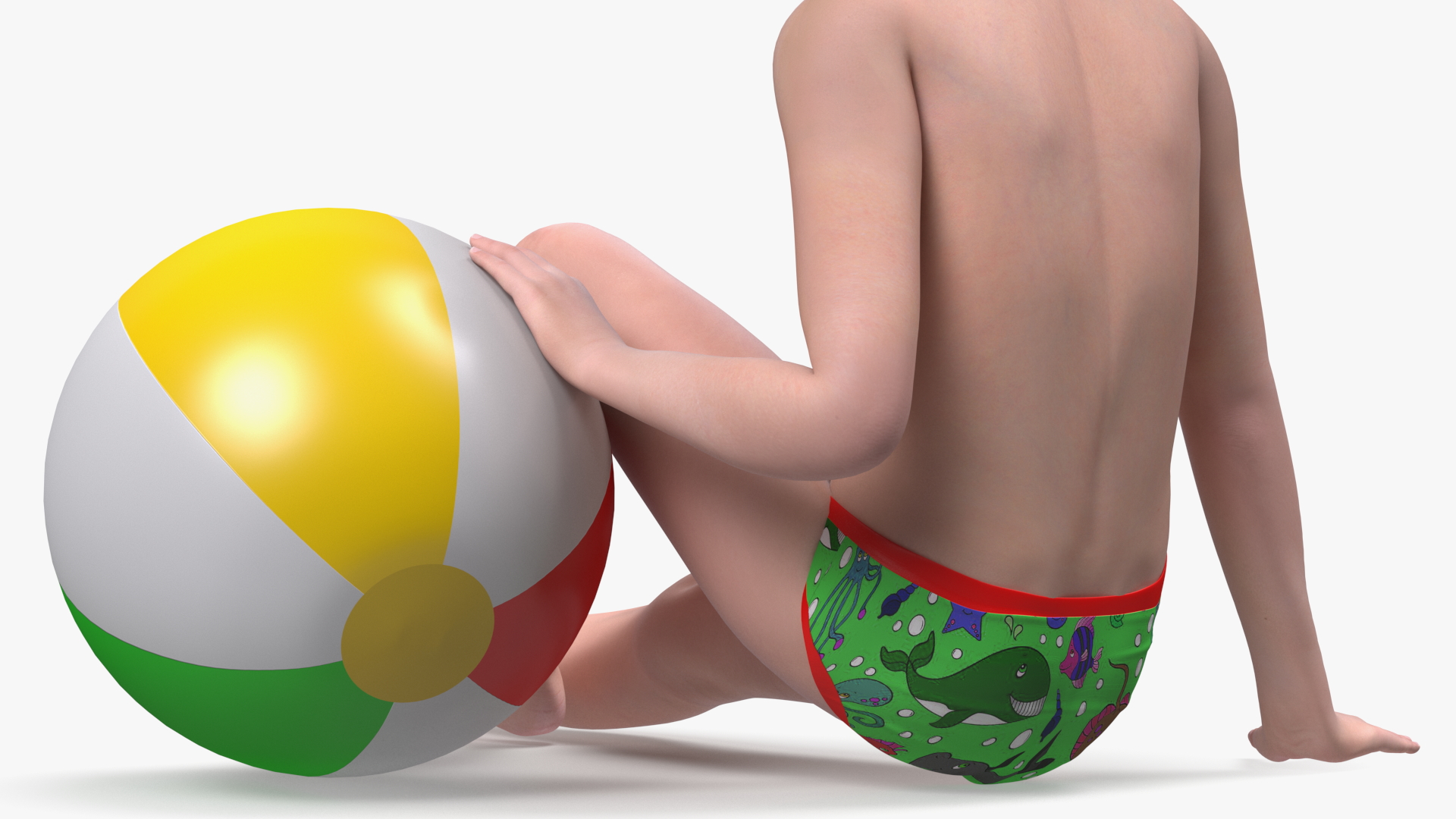Sitting Child Boy Beach Style 3D model