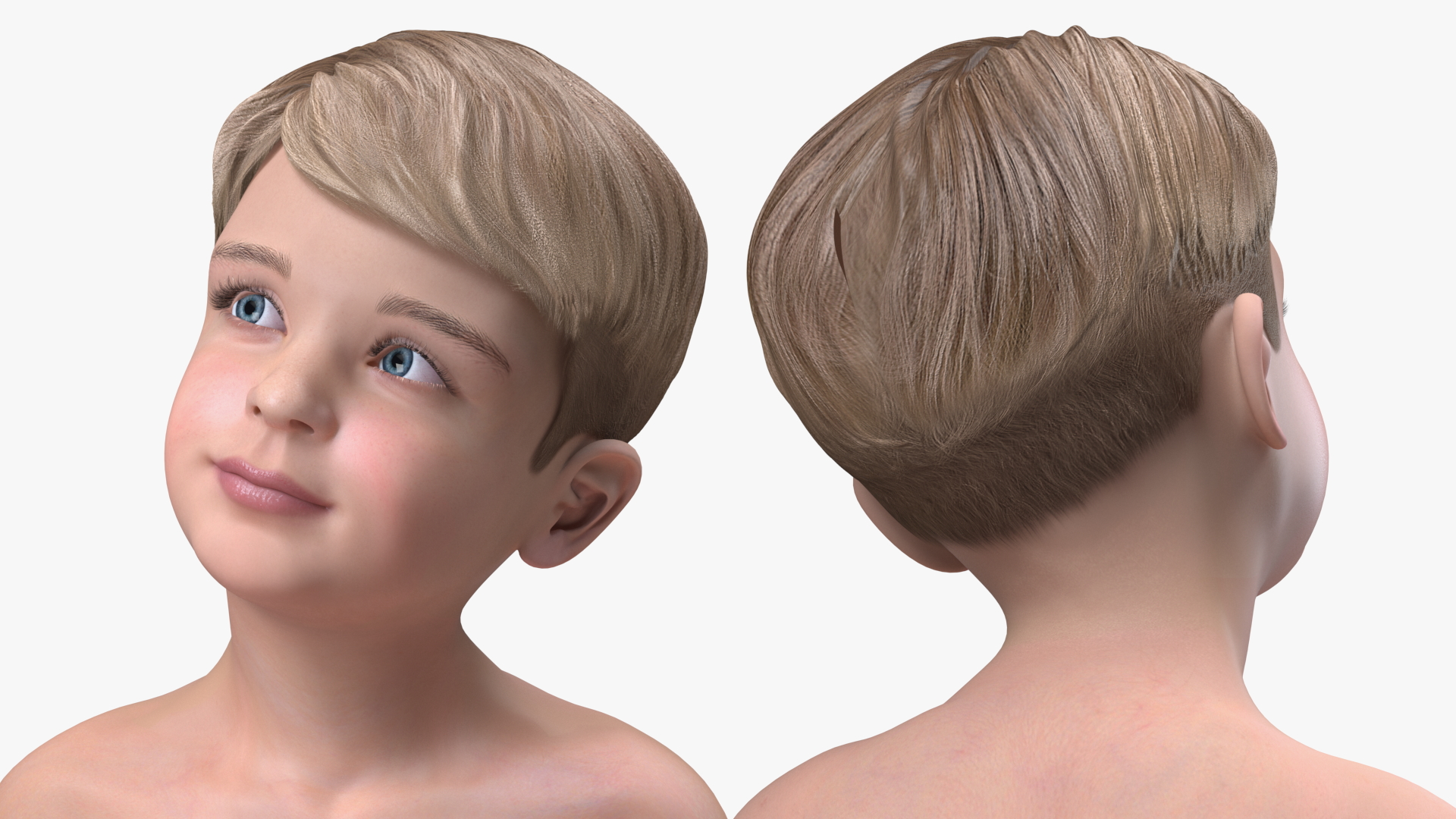 Sitting Child Boy Beach Style 3D model