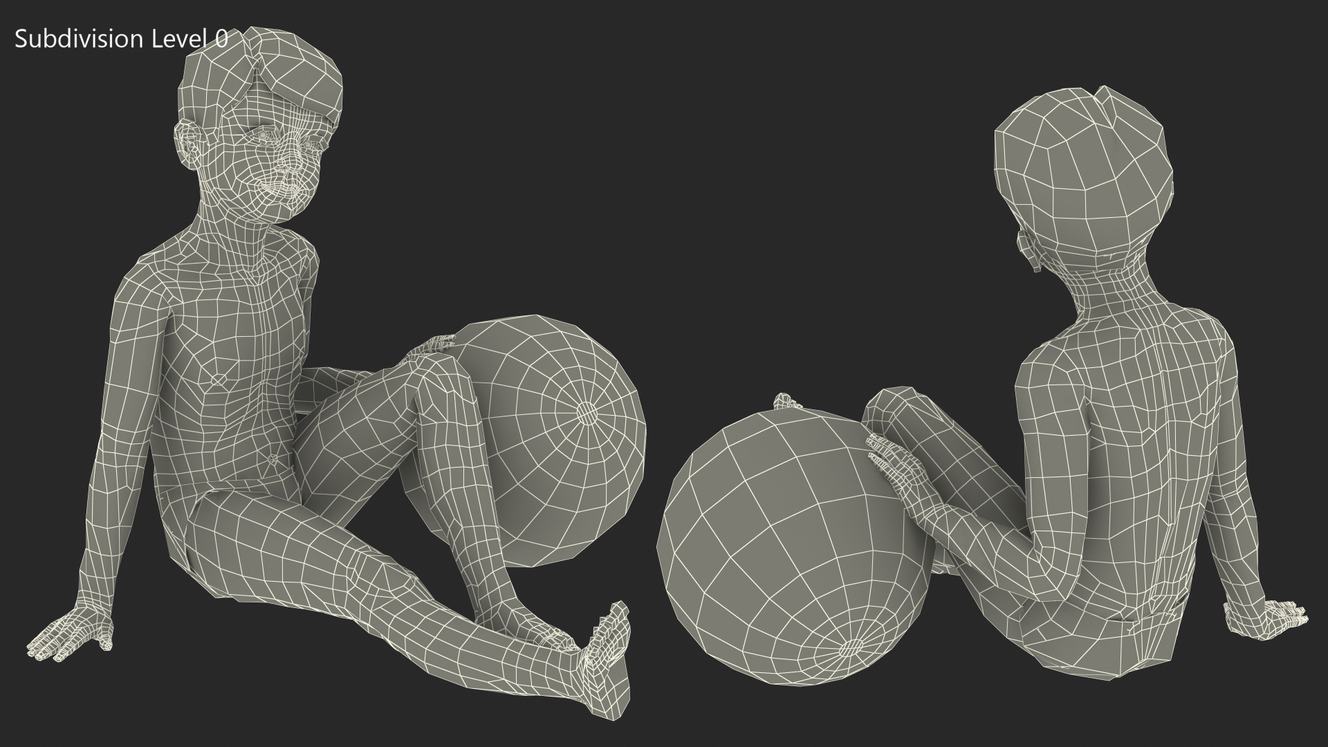 Sitting Child Boy Beach Style 3D model