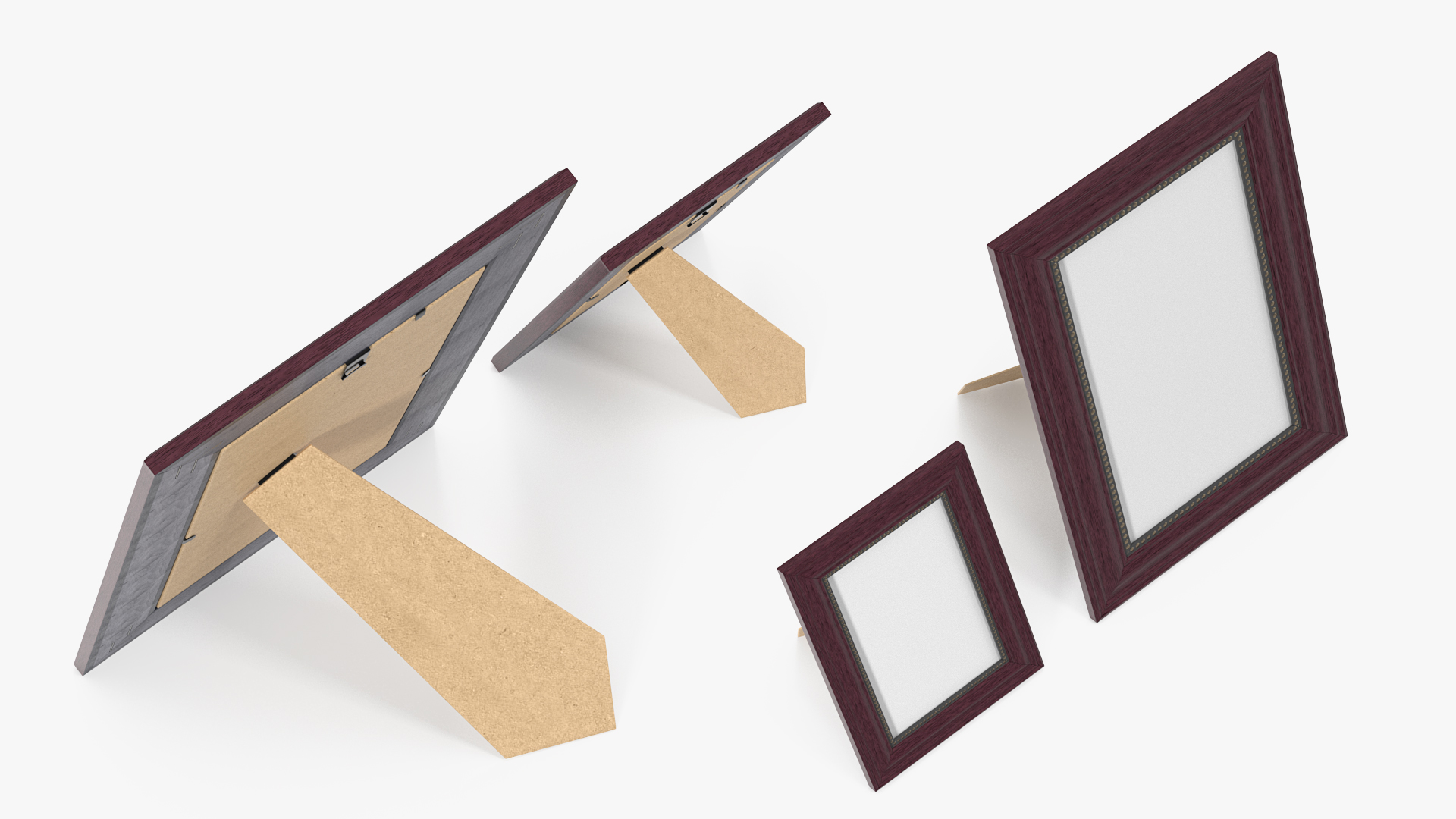 3D model Red Wood Rectangle Photo Frames Set