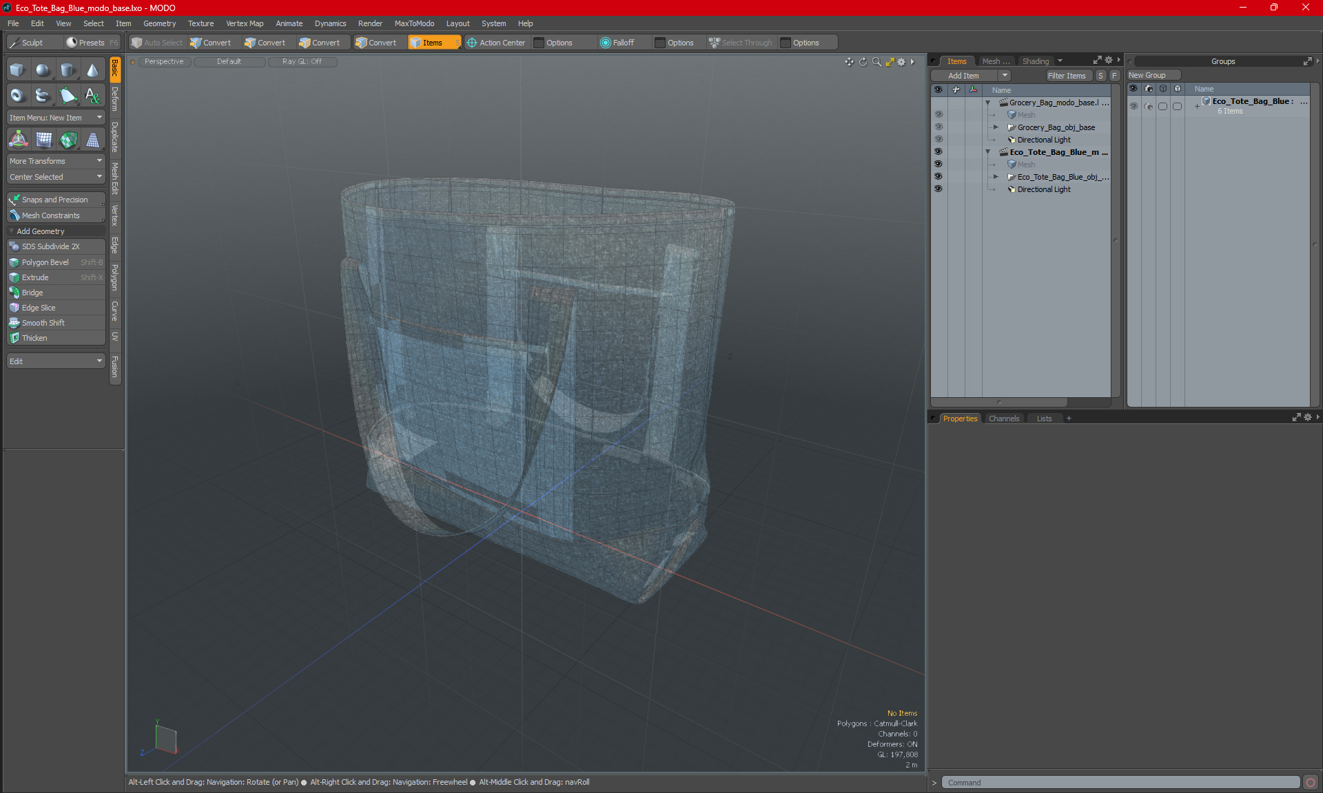 Eco Tote Bag Blue 3D