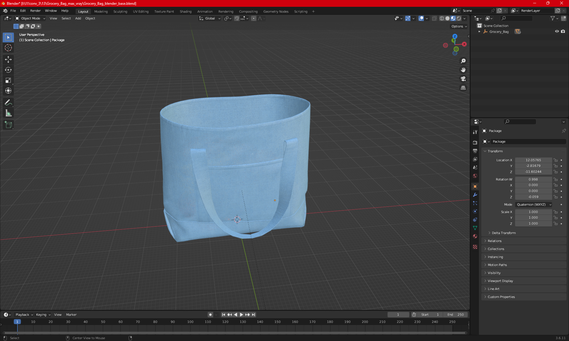 Eco Tote Bag Blue 3D