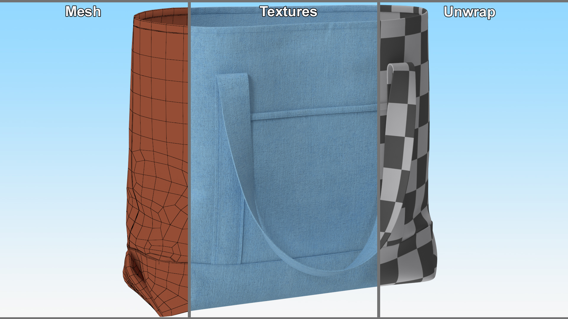 Eco Tote Bag Blue 3D