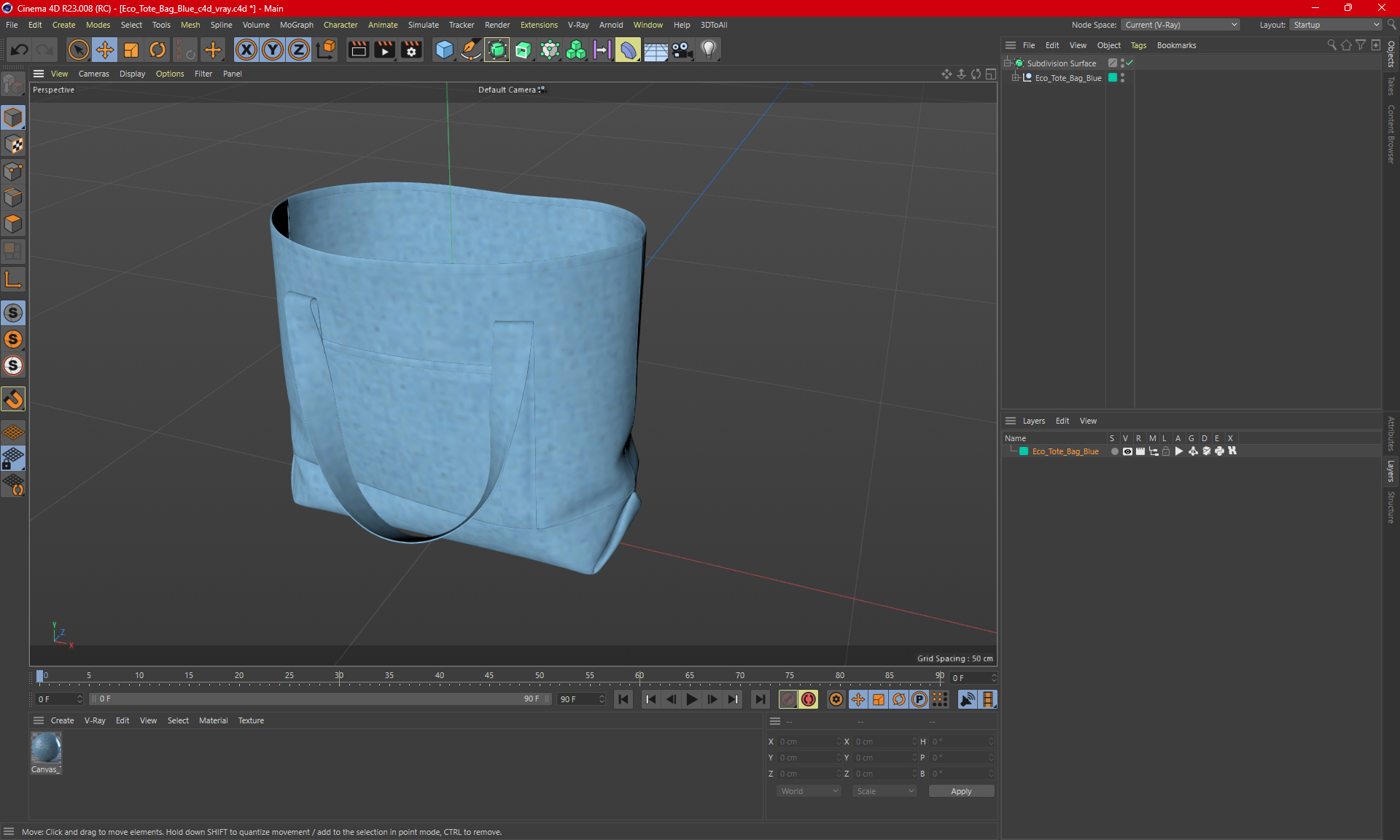 Eco Tote Bag Blue 3D