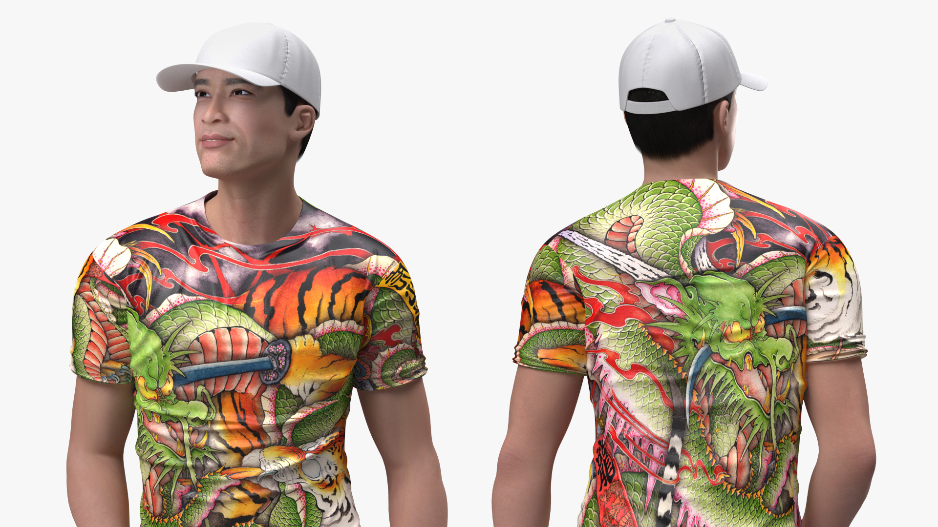 3D Asian Man Summer Outfits Standing Pose model
