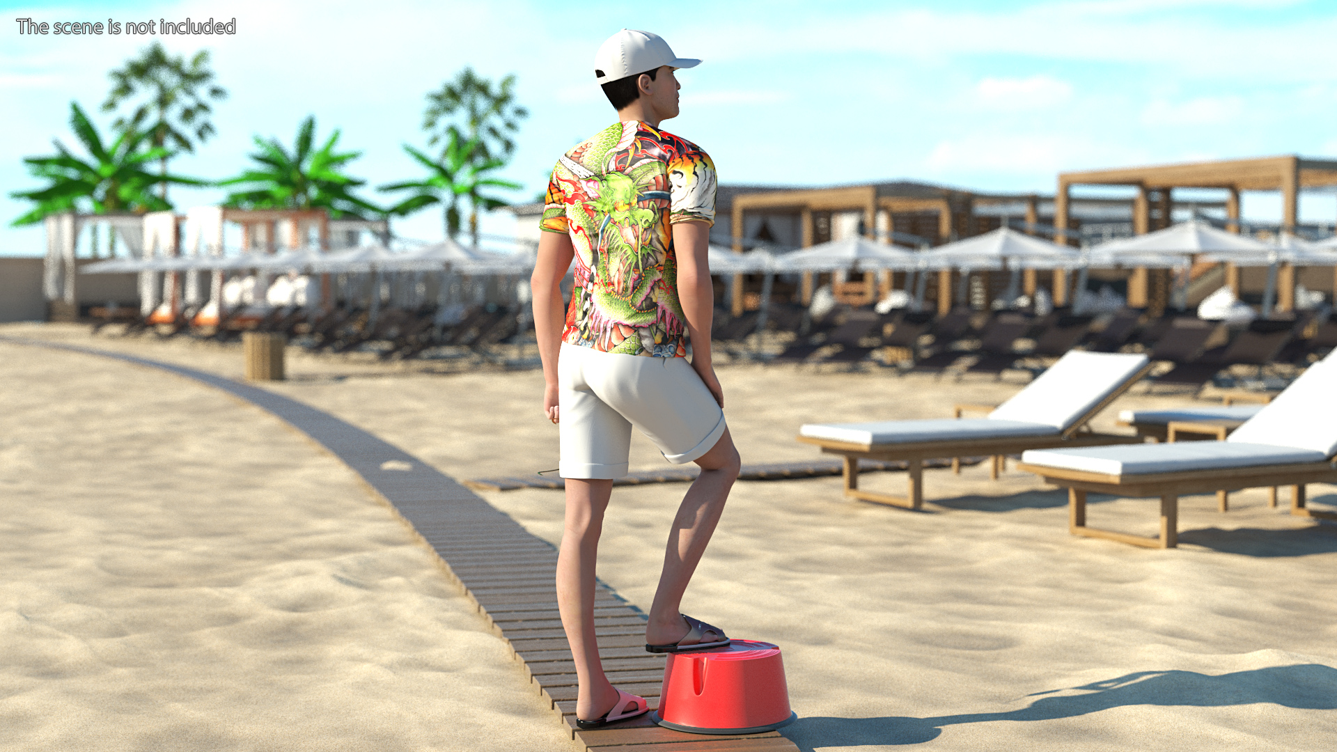 3D Asian Man Summer Outfits Standing Pose model