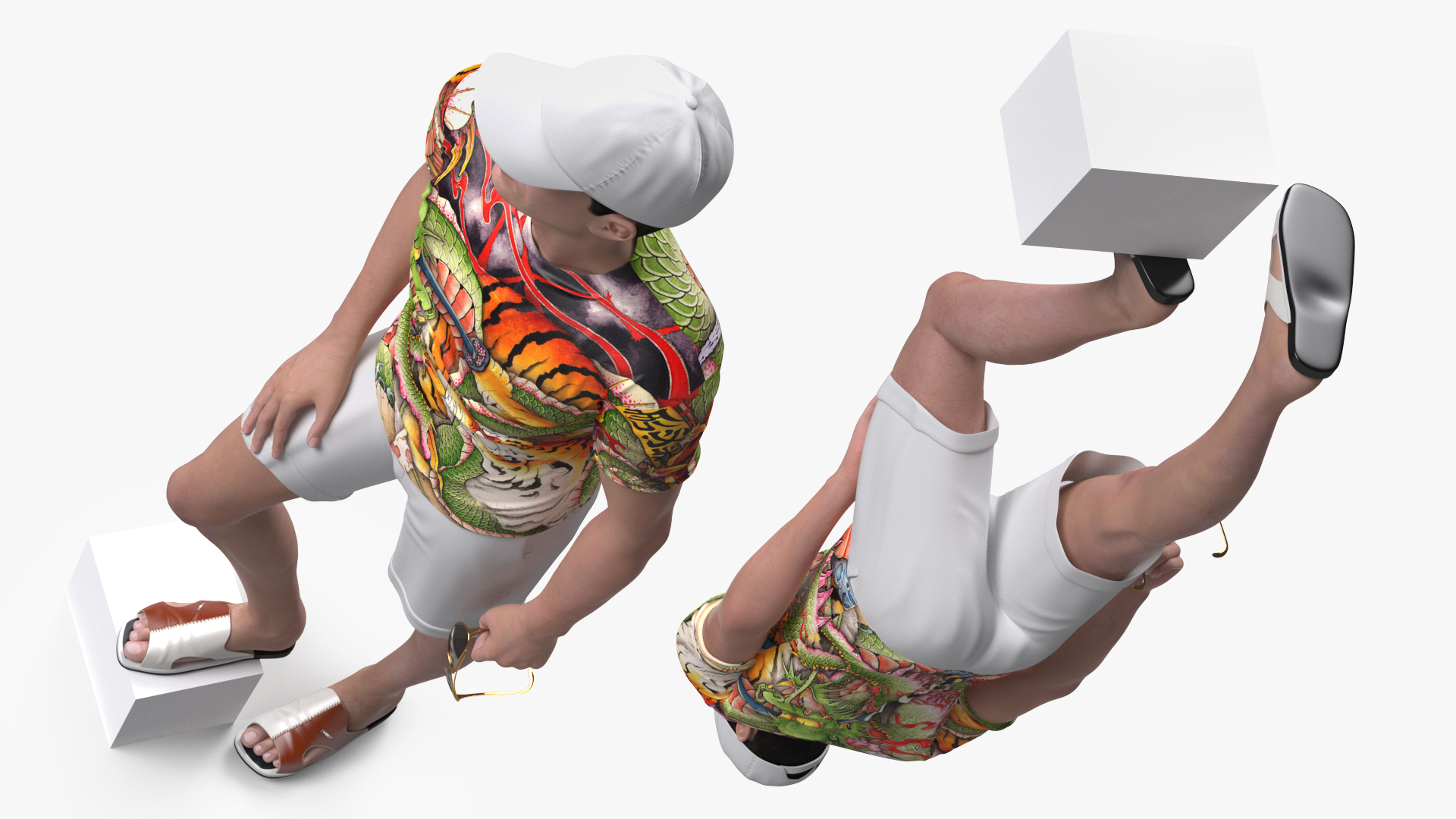 3D Asian Man Summer Outfits Standing Pose model