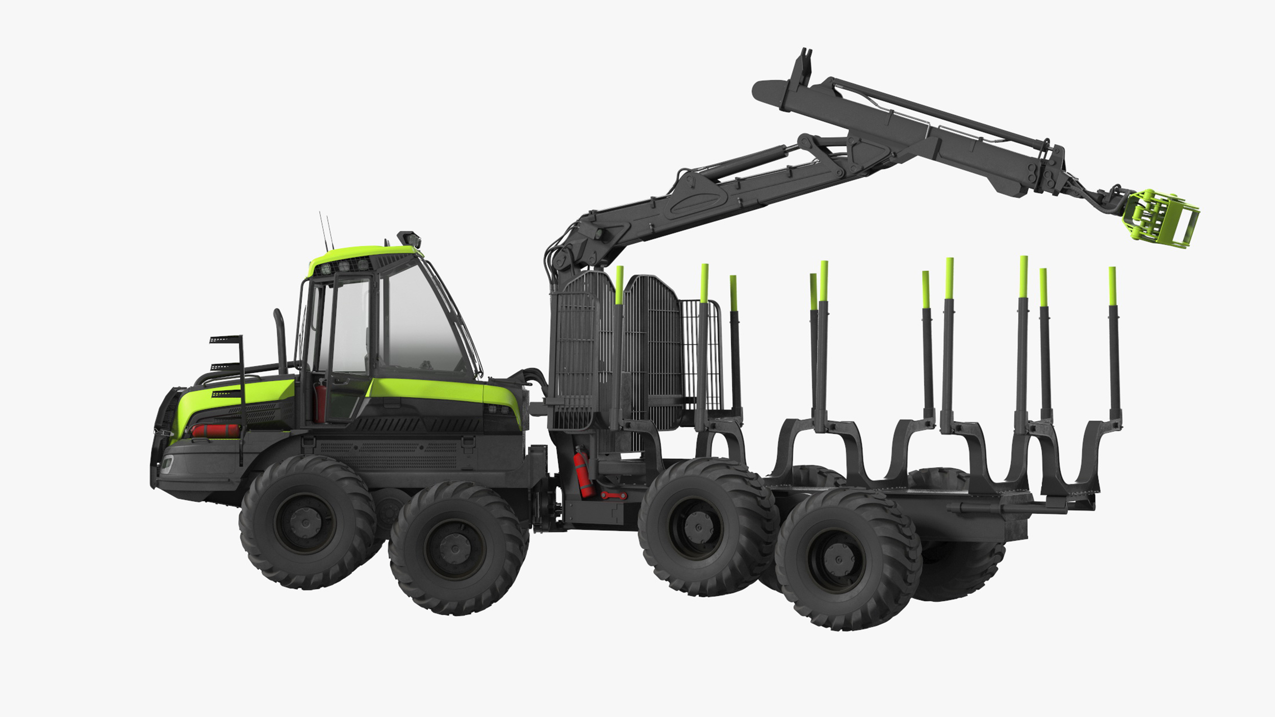 Forwarder Forestry Vehicle Rigged for Cinema 4D 3D