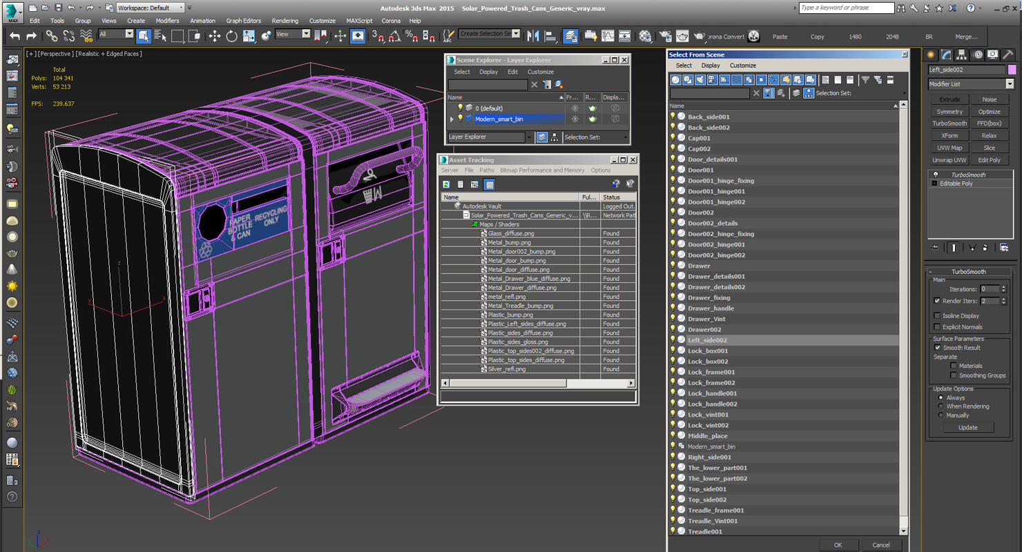Solar Powered Trash Cans Generic 3D