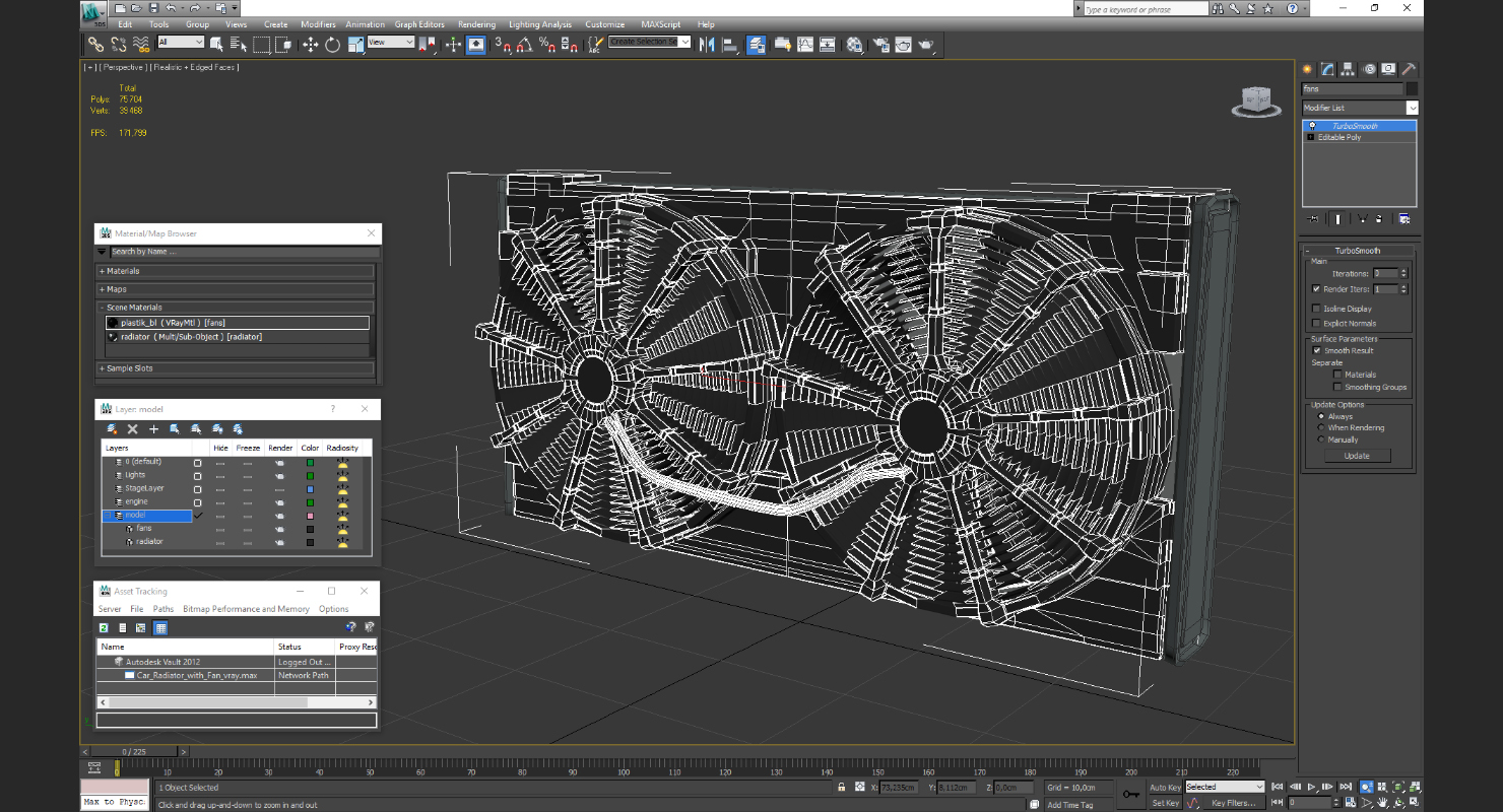 3D Car Radiator with Fan