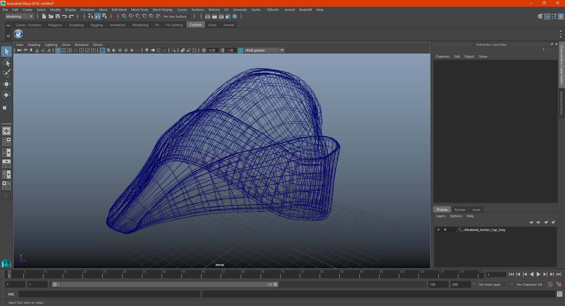 Medieval Archer Cap Grey 3D model