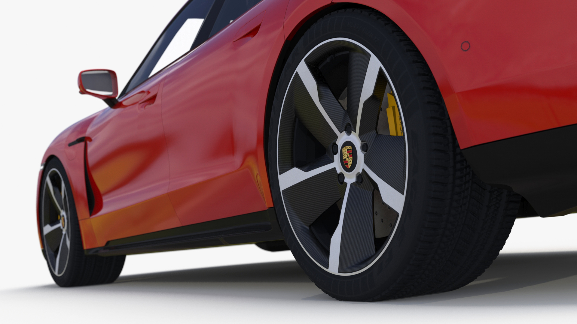 3D Porsche Taycan Turbo Sedan Simplified Kaemin Red model