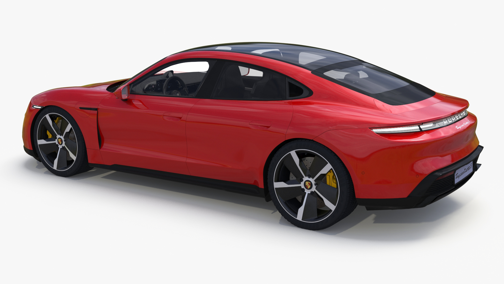 3D Porsche Taycan Turbo Sedan Simplified Kaemin Red model