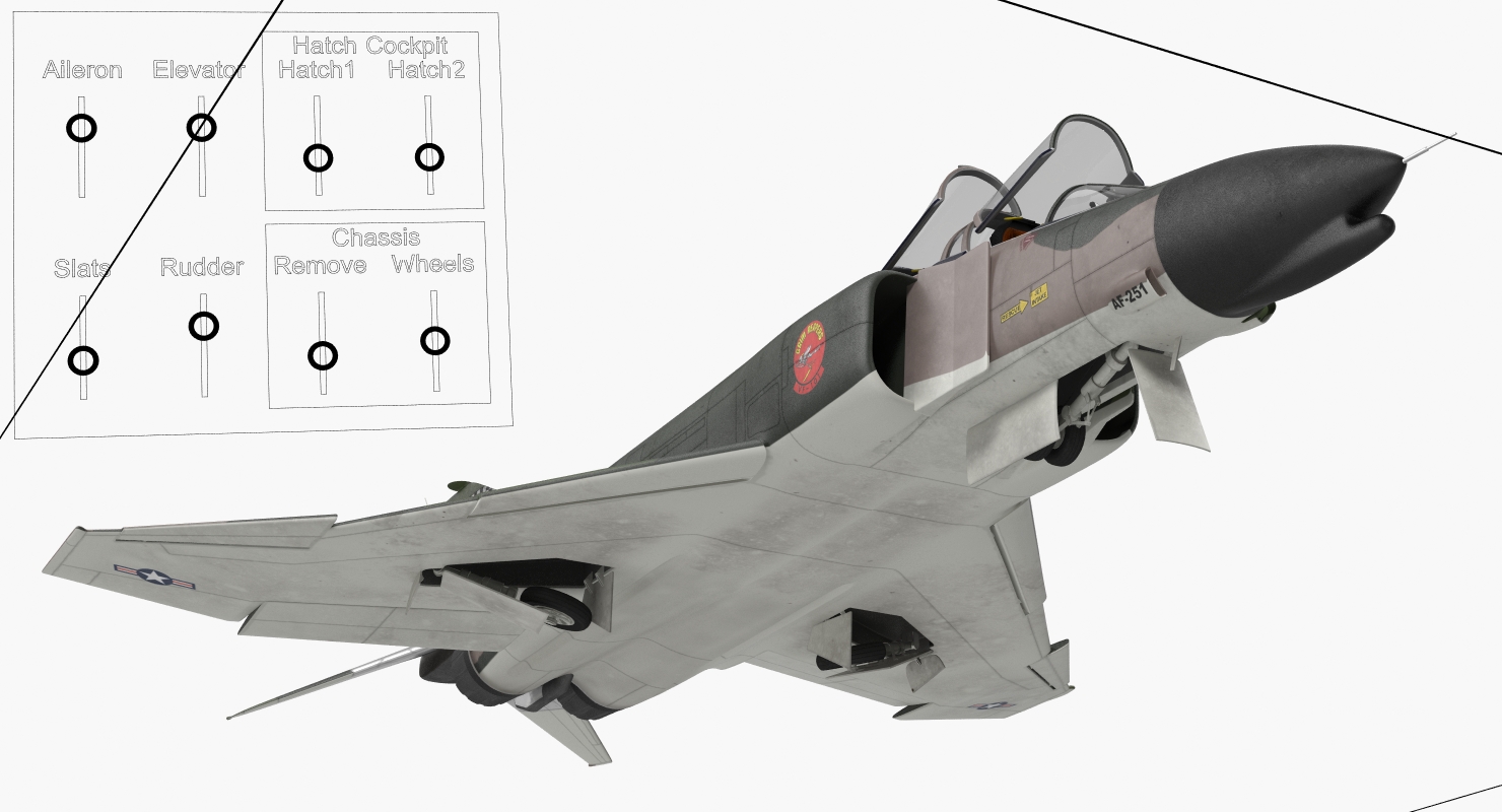 3D McDonnell Douglas F 4 Phantom II 2 Rigged