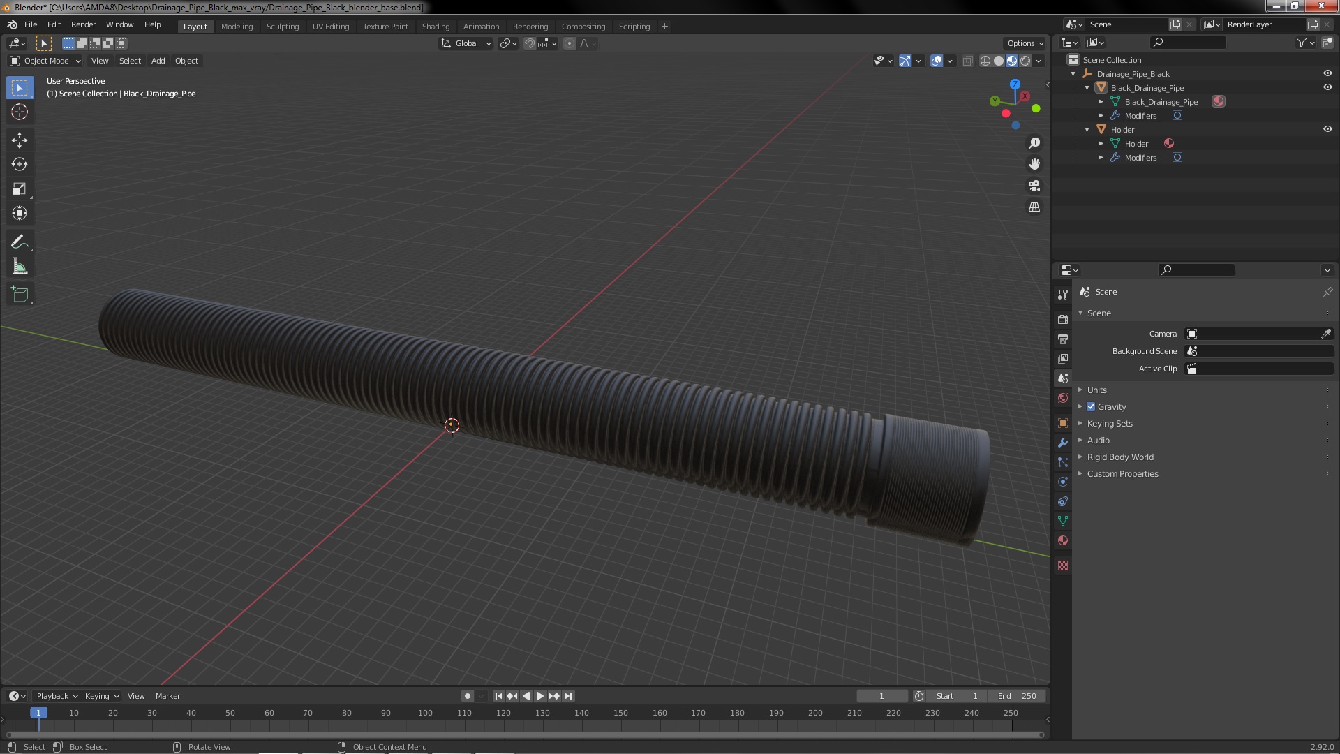 Drainage Pipe Black 3D model