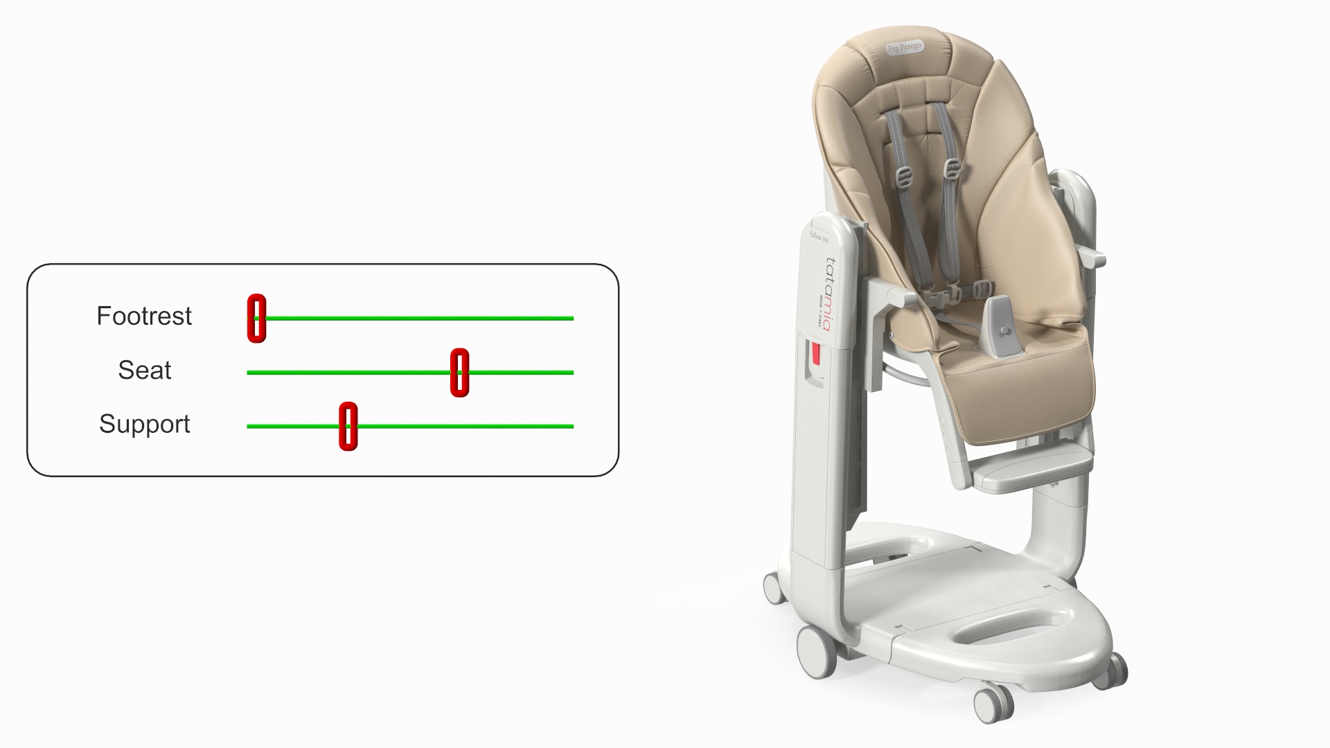 3D Baby High Chair Tatamia Horizontal Beige Rigged for Maya