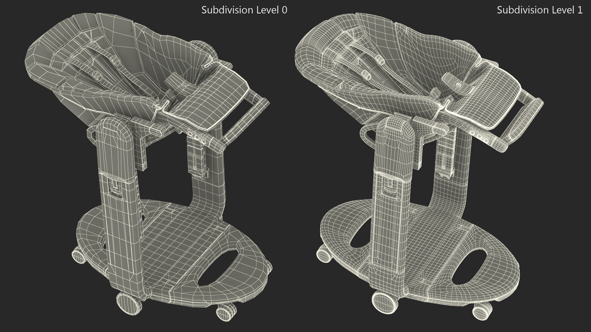3D Baby High Chair Tatamia Horizontal Beige Rigged for Maya