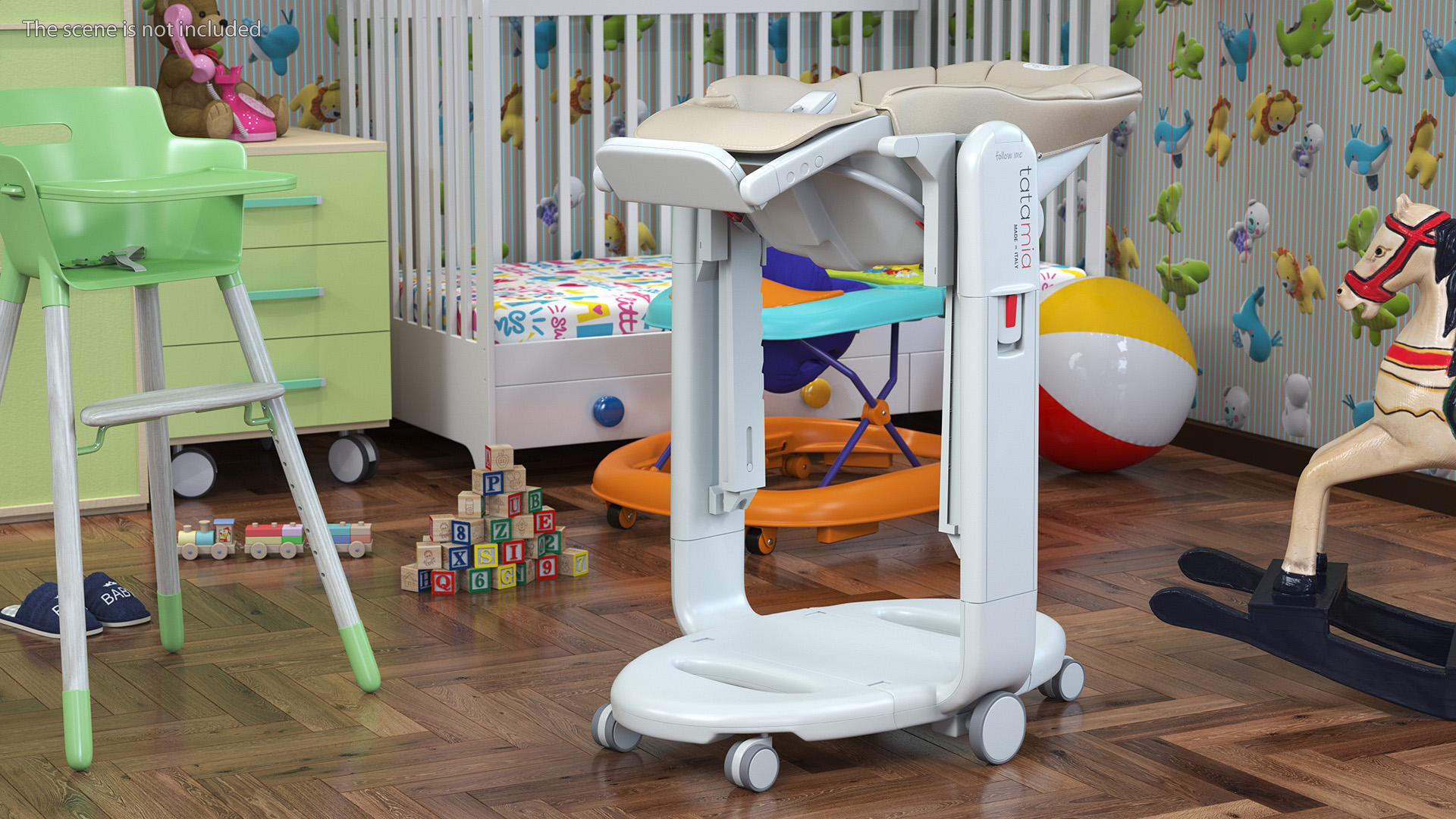 3D Baby High Chair Tatamia Horizontal Beige Rigged for Maya