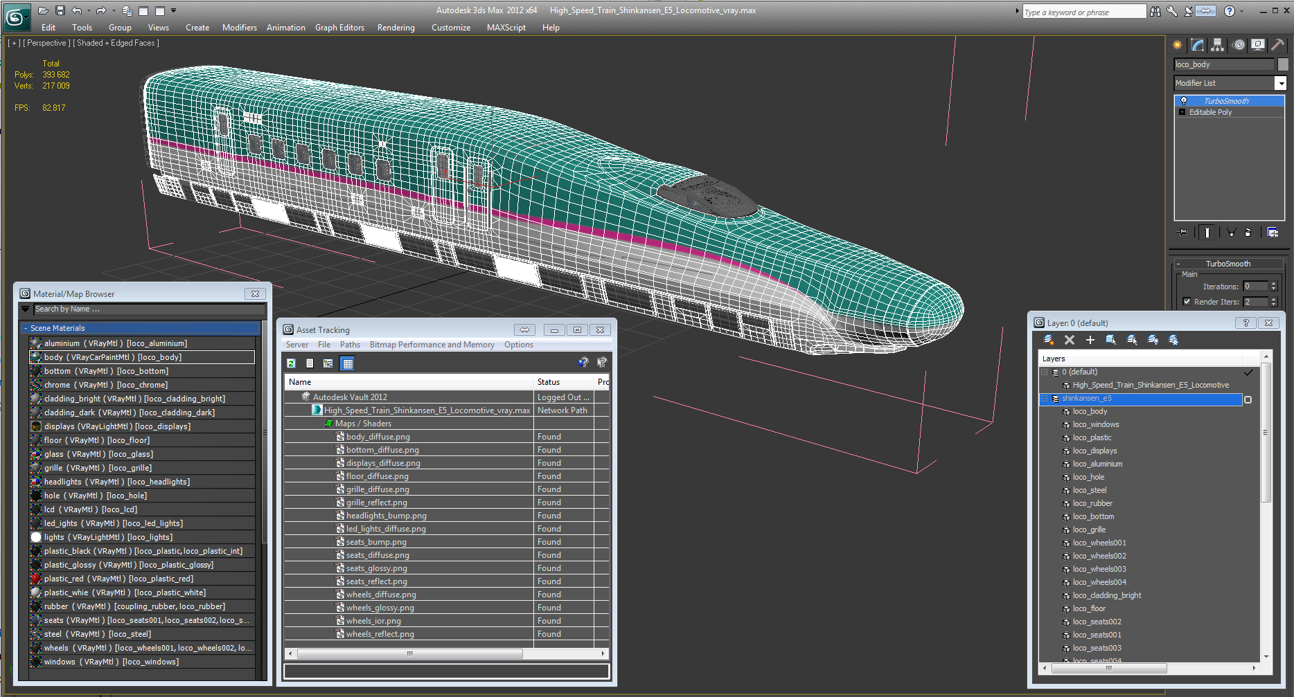 3D High Speed Train Shinkansen E5 Locomotive