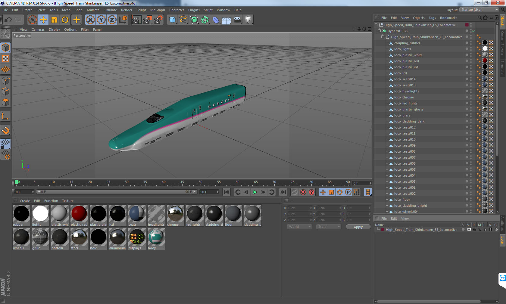 3D High Speed Train Shinkansen E5 Locomotive