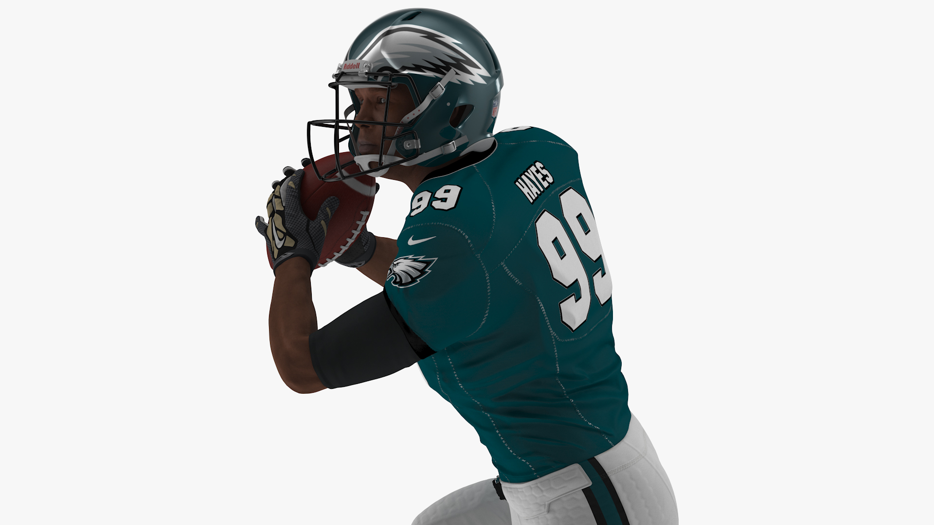 3D model Philadelphia Eagles American Football Player Running The Ball Fur